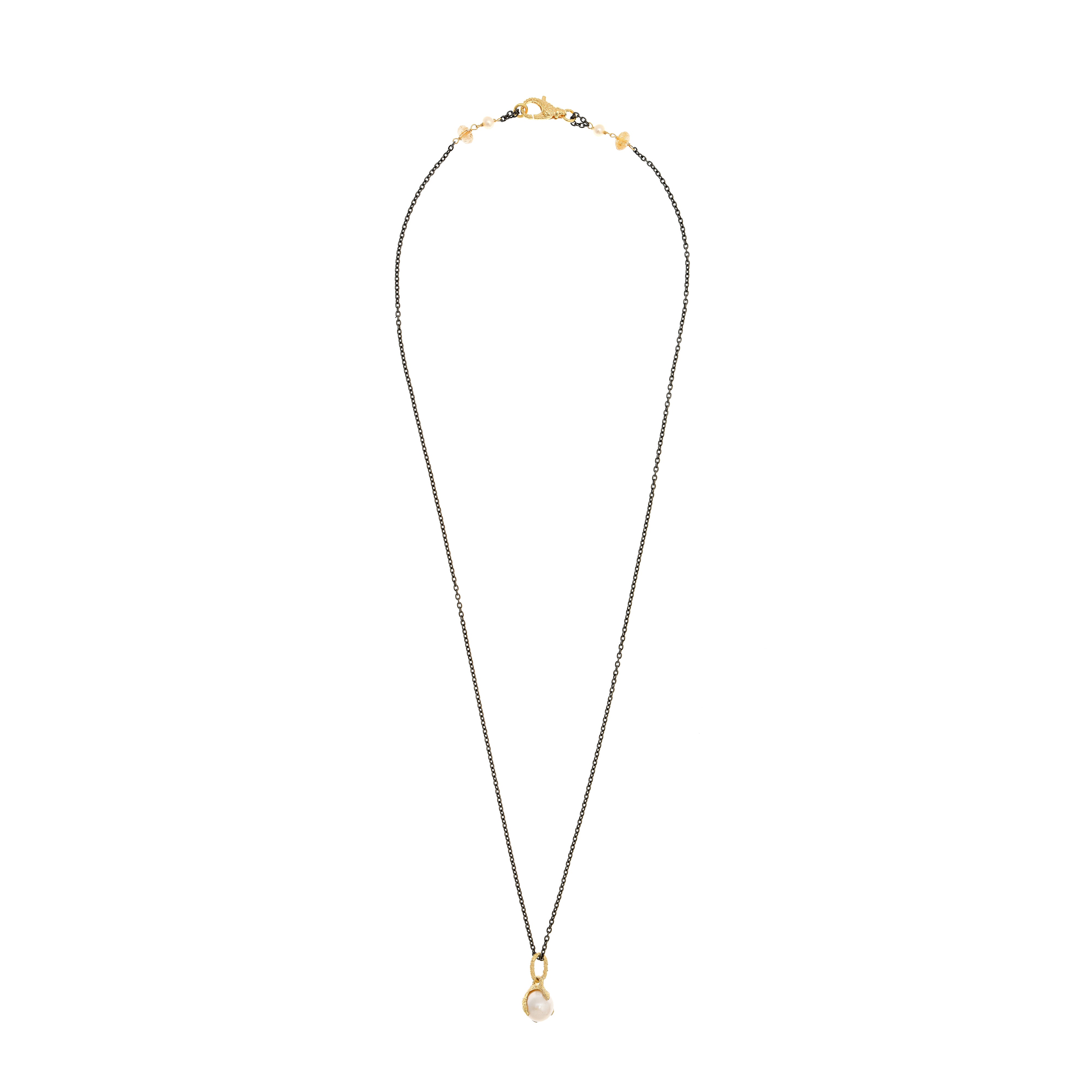 Collana Artemis Artiglio con perla e quarzo rutilato