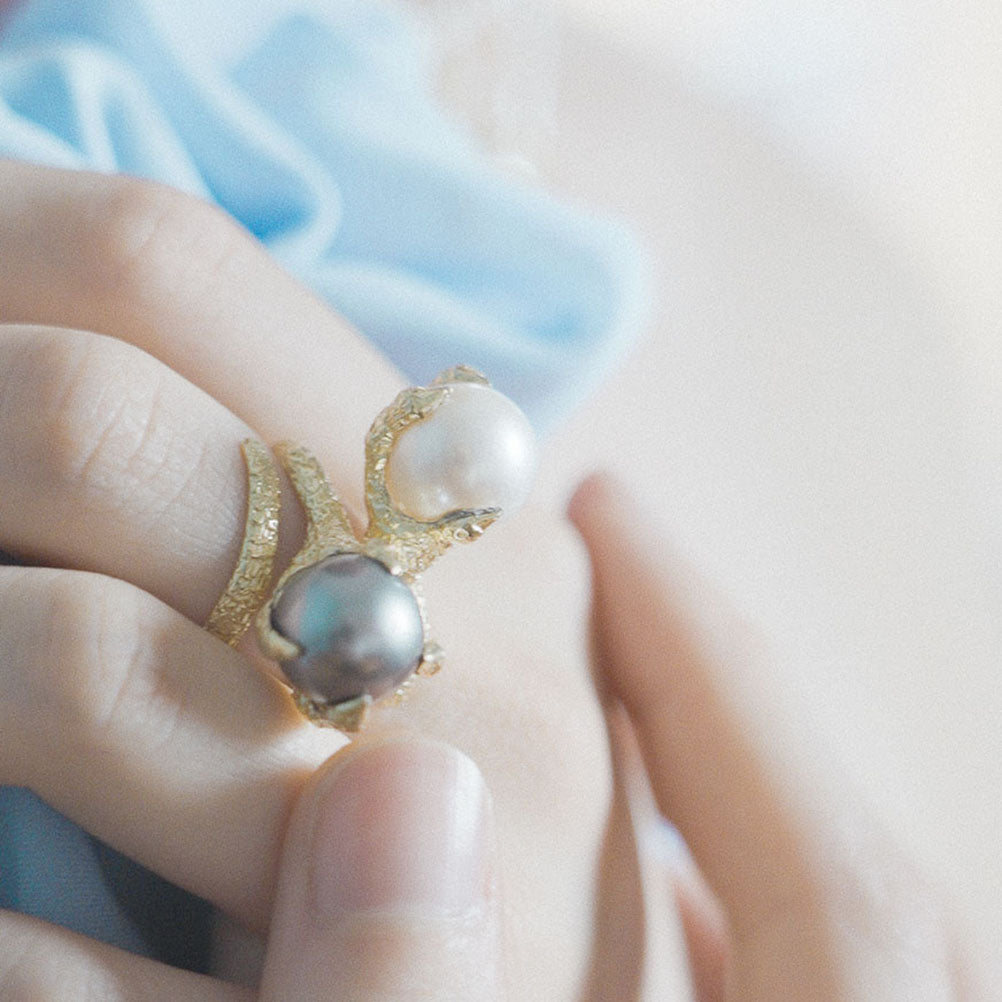 Artemis Talon Ring with Tahitian Pearl
