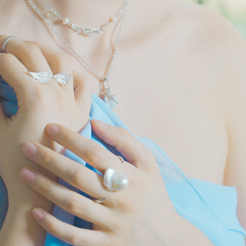 Artemis Double Talon Ring with Baroque Pearl