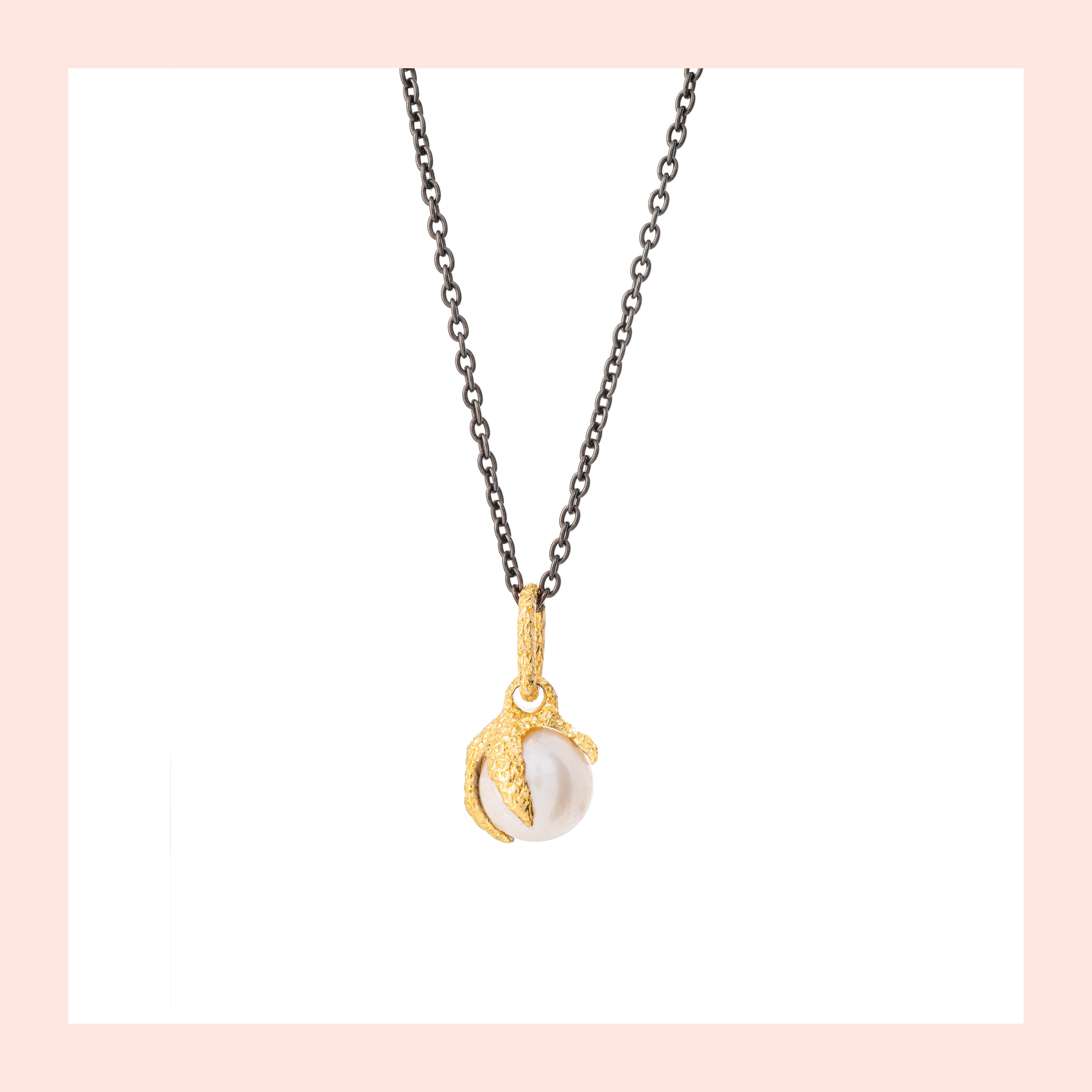 Collana Artemis Artiglio con perla e quarzo rutilato