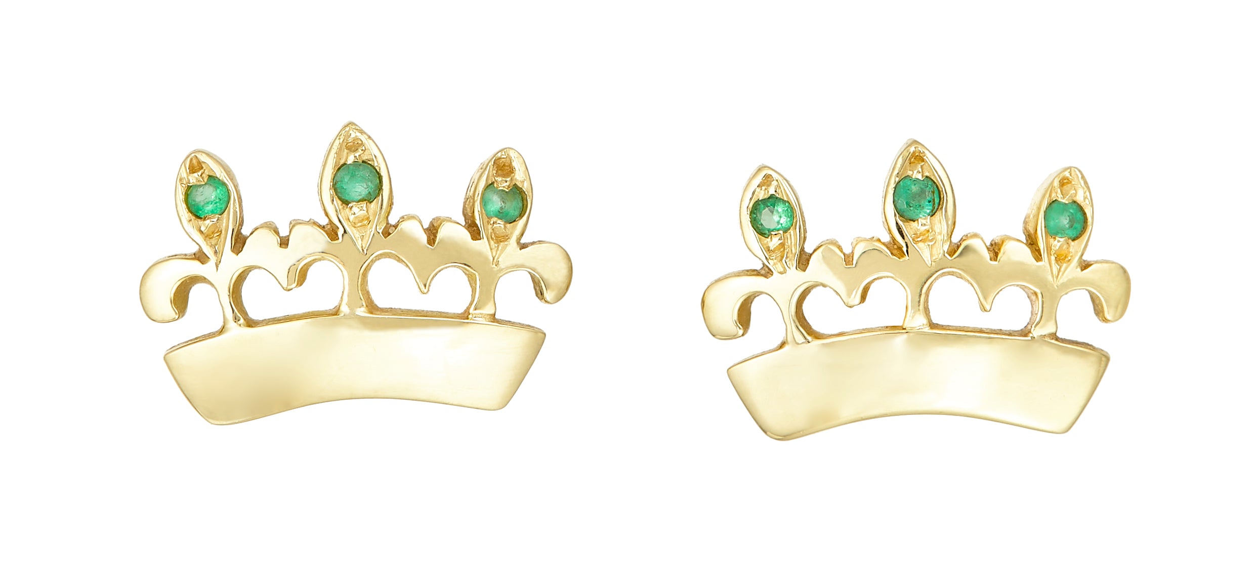 Bee Queen Crown Earrings with emeralds