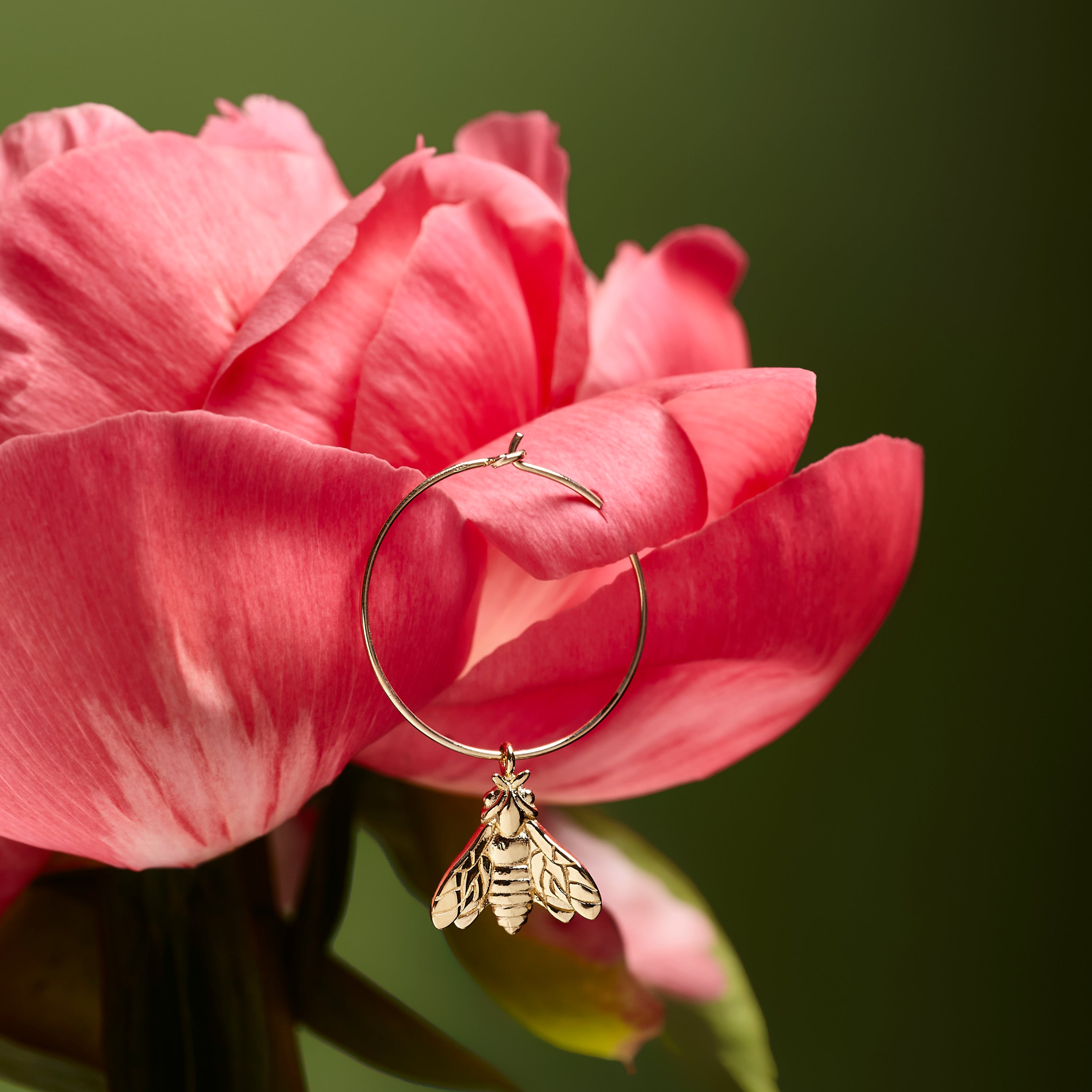 Bee Queen Medium Hoop Earrings with Bee