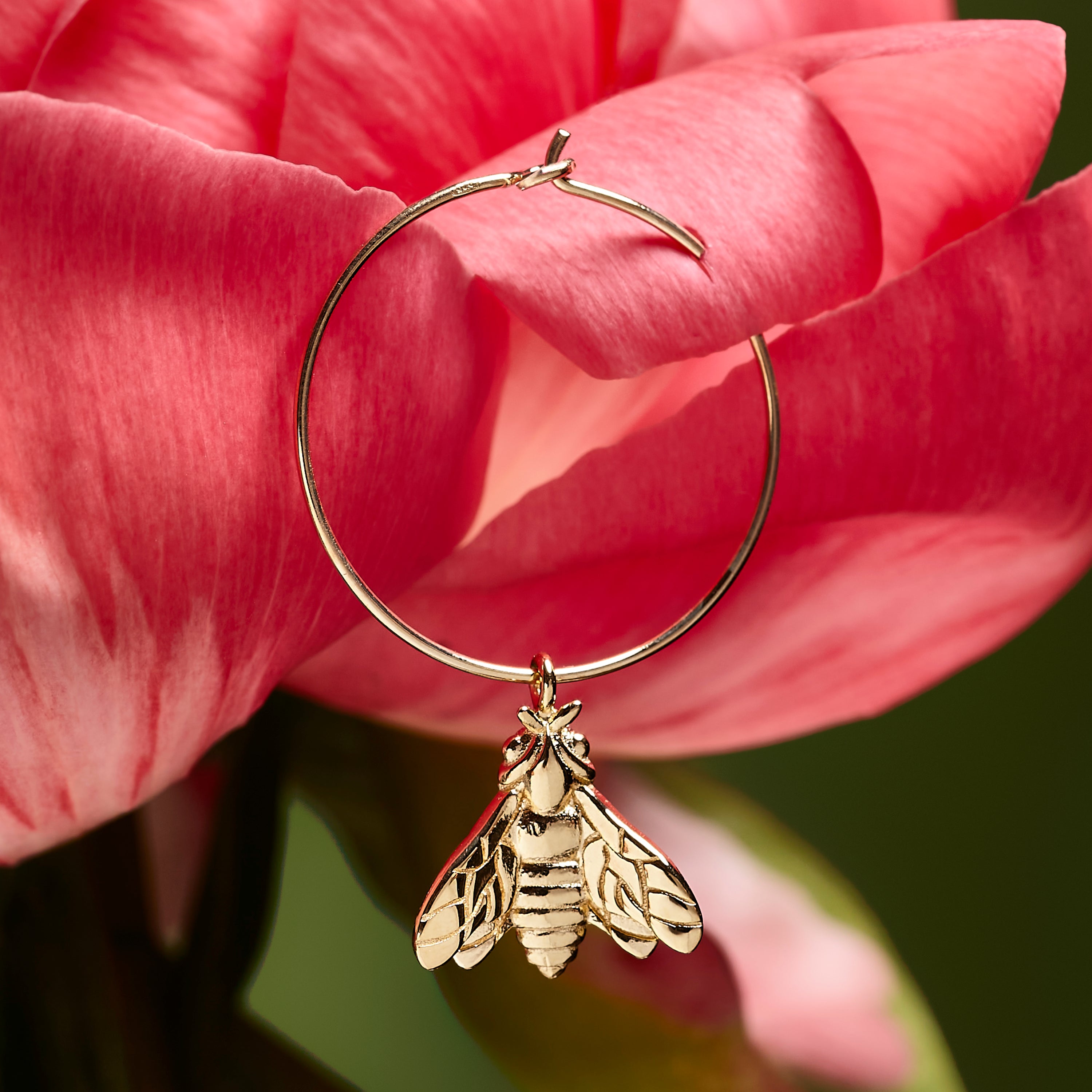 Bee Queen Medium Hoop Earrings with Bee