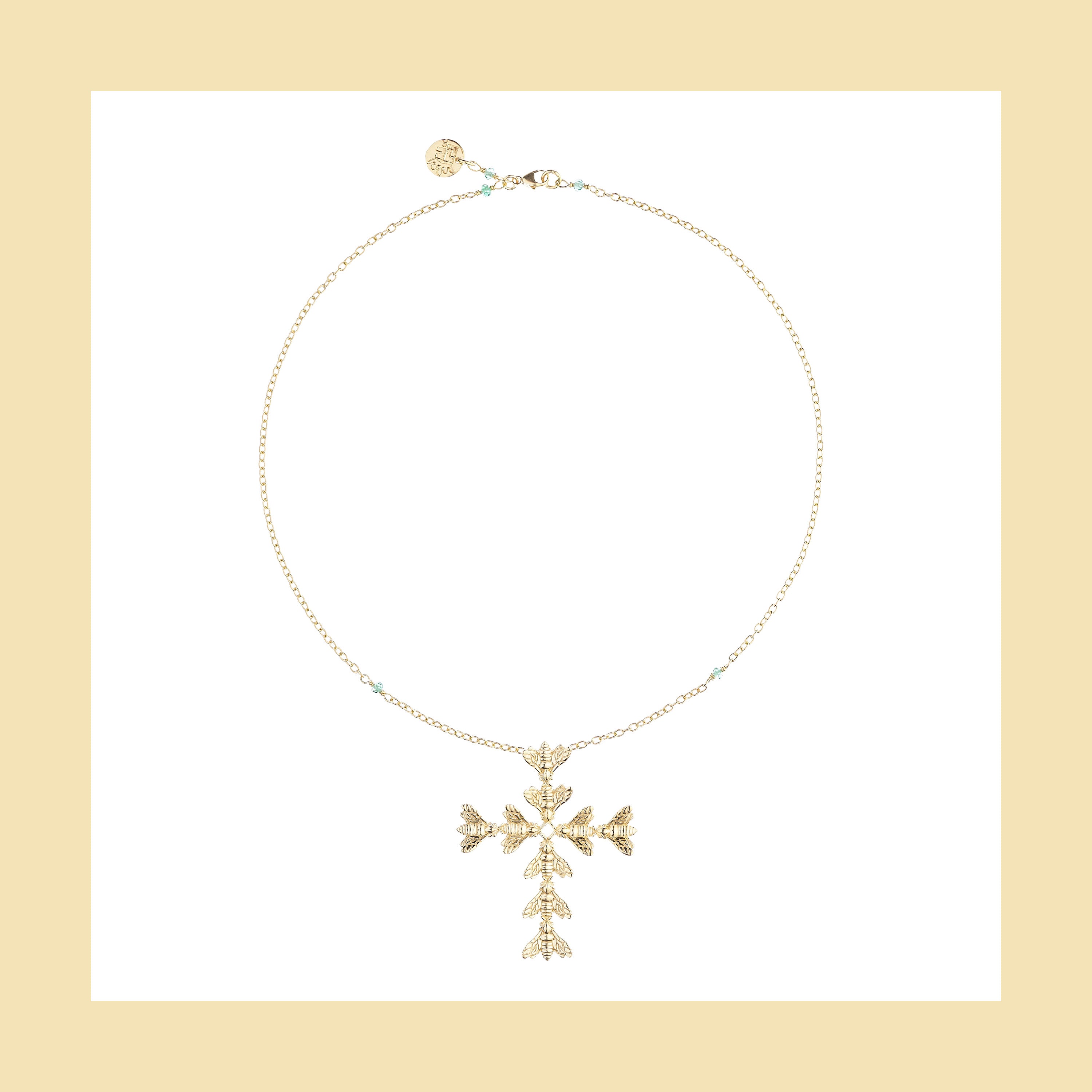 Bee Queen Necklet with Bee Cross and Zircons