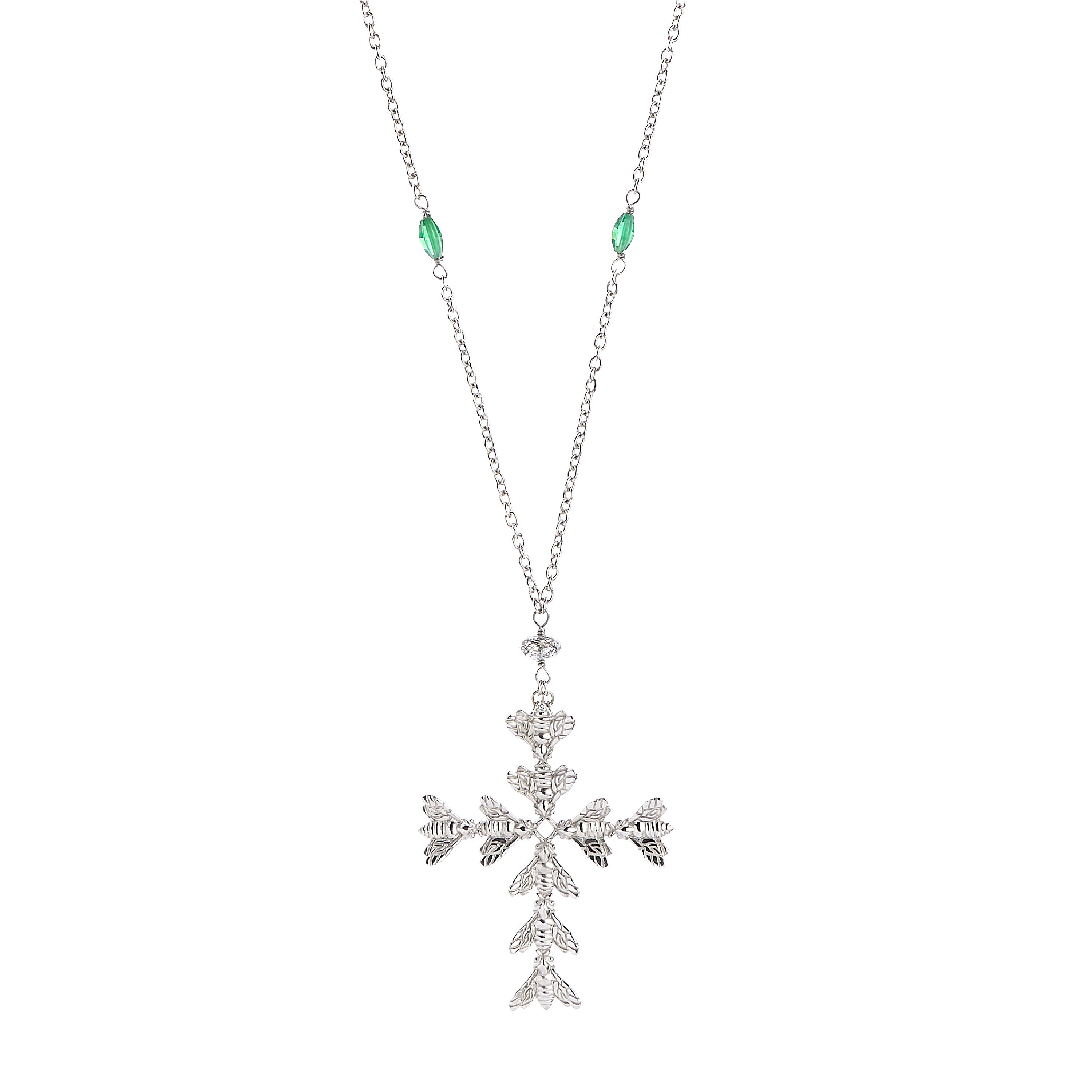 Bee Queen Necklace with Bee Cross and Zircons