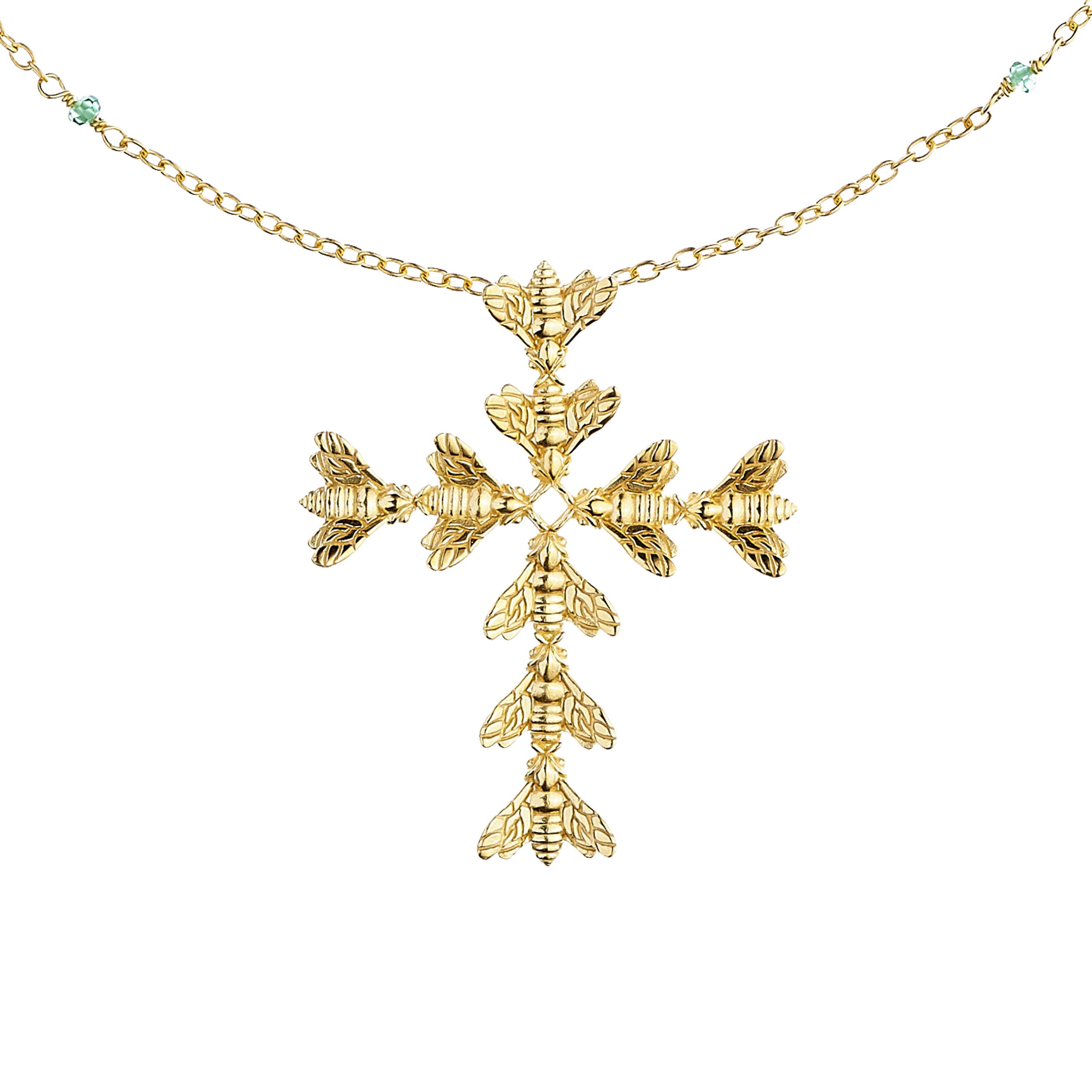 Bee Queen Necklet with Bee Cross and Zircons