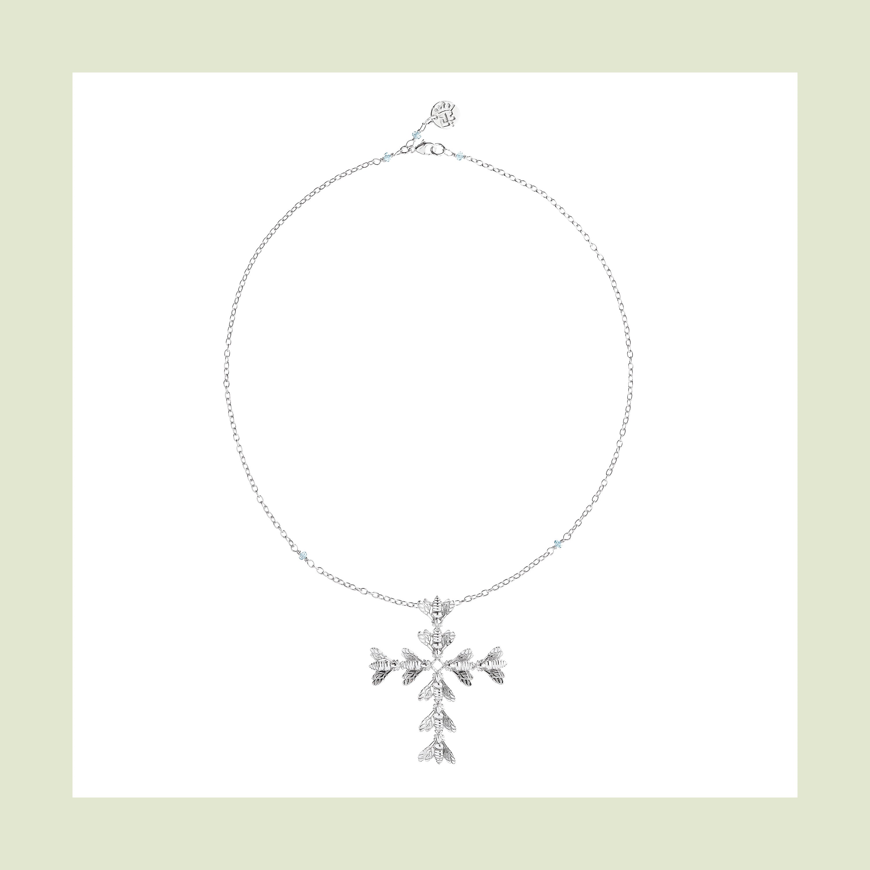 Bee Queen Necklet with Bee Cross and Zircons