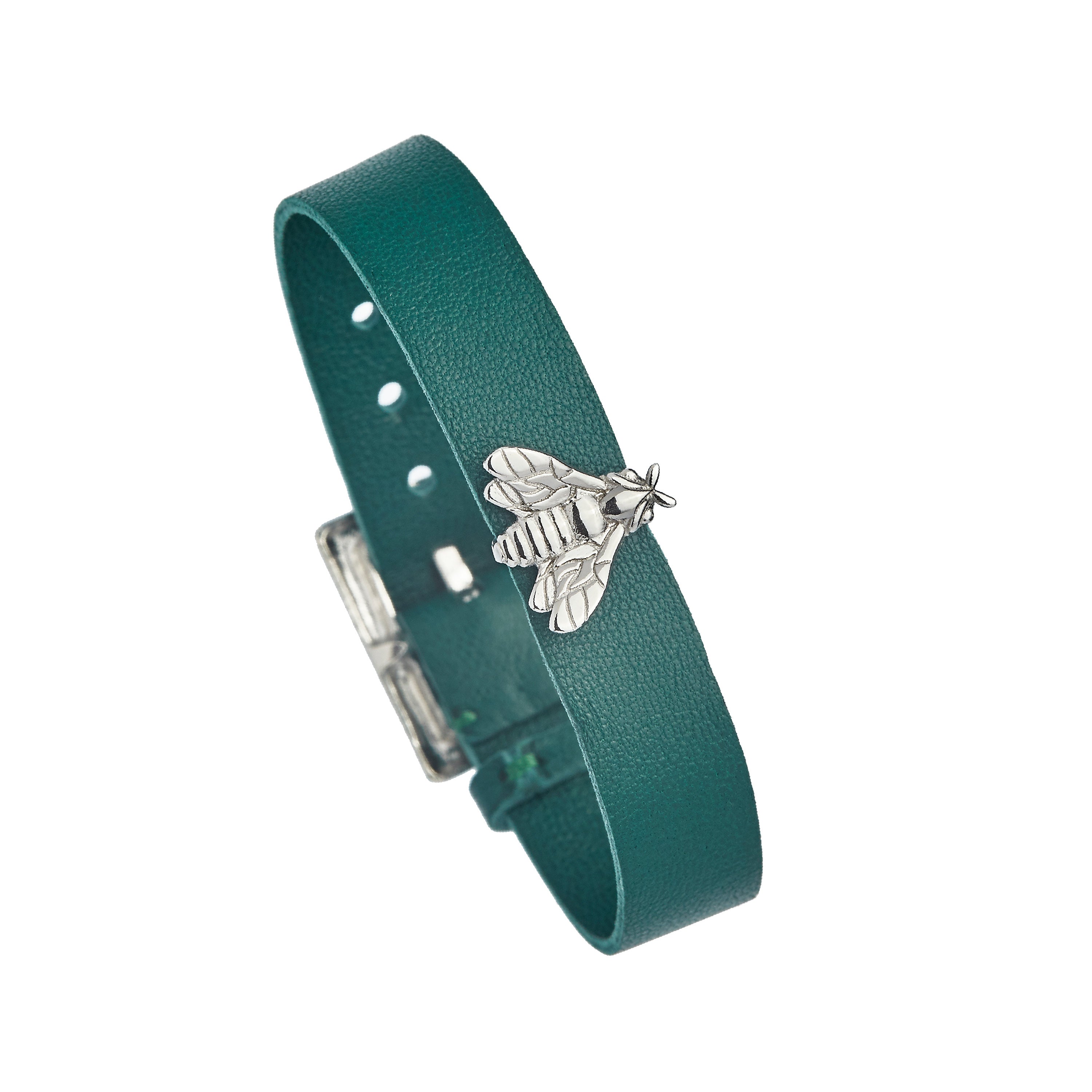 Bee Queen Single Bee Green Leather Bracelet