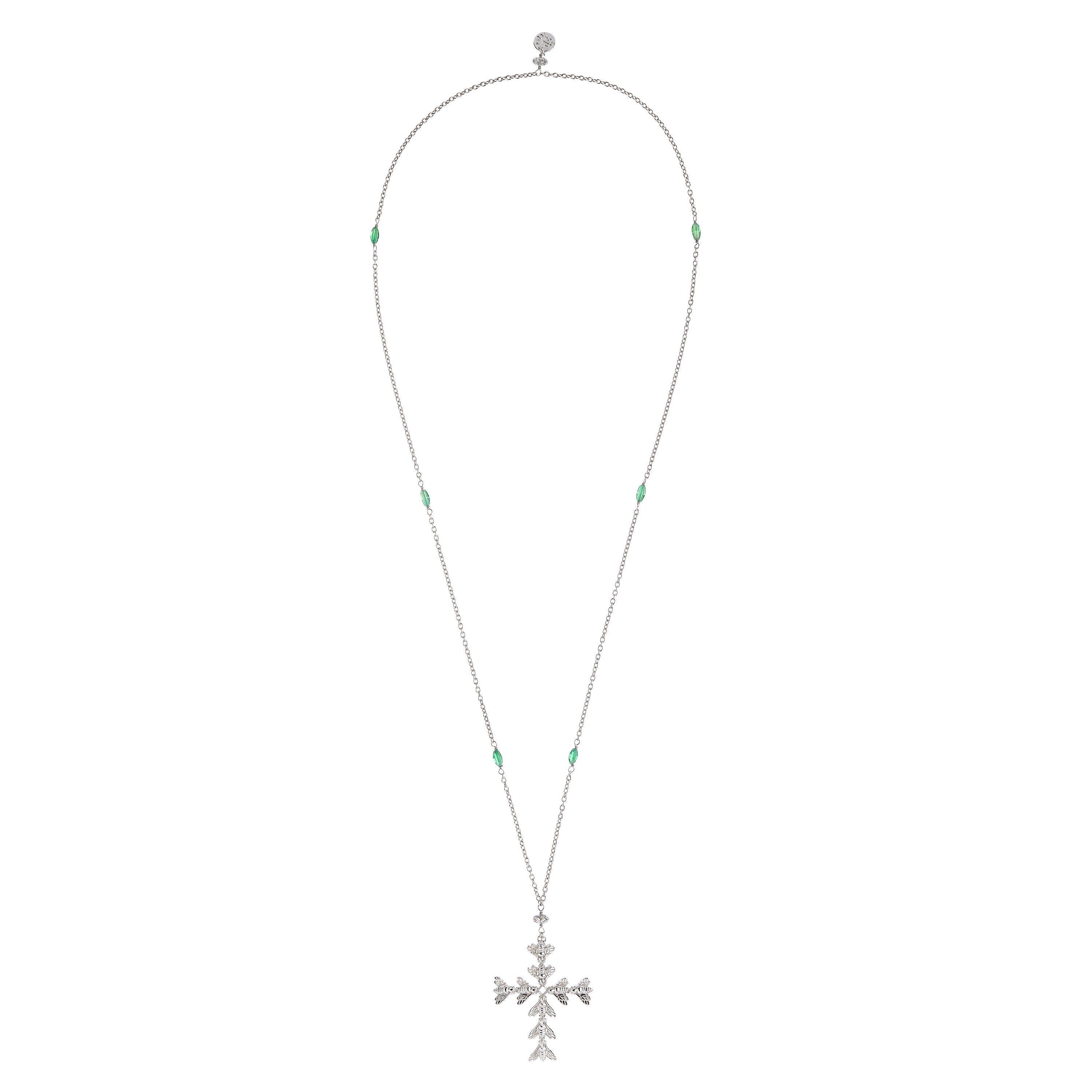 Collana Bee Queen con croce di api e zirconi