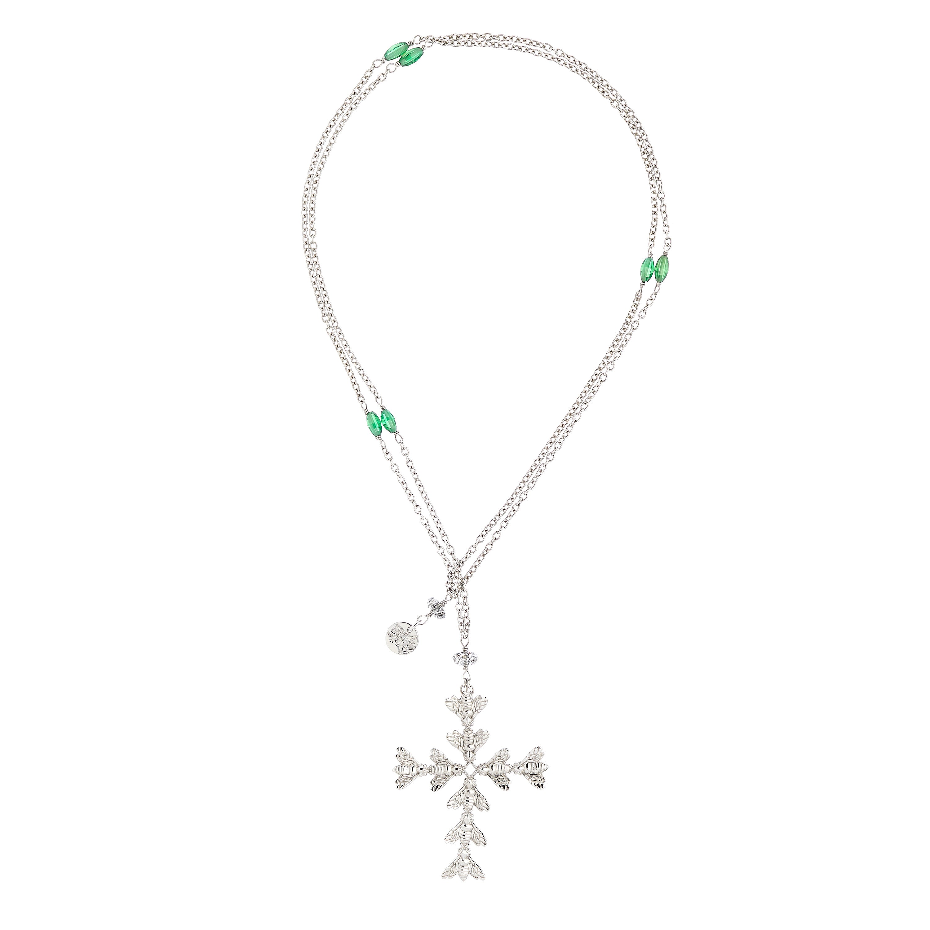 Bee Queen Necklace with Bee Cross and Zircons