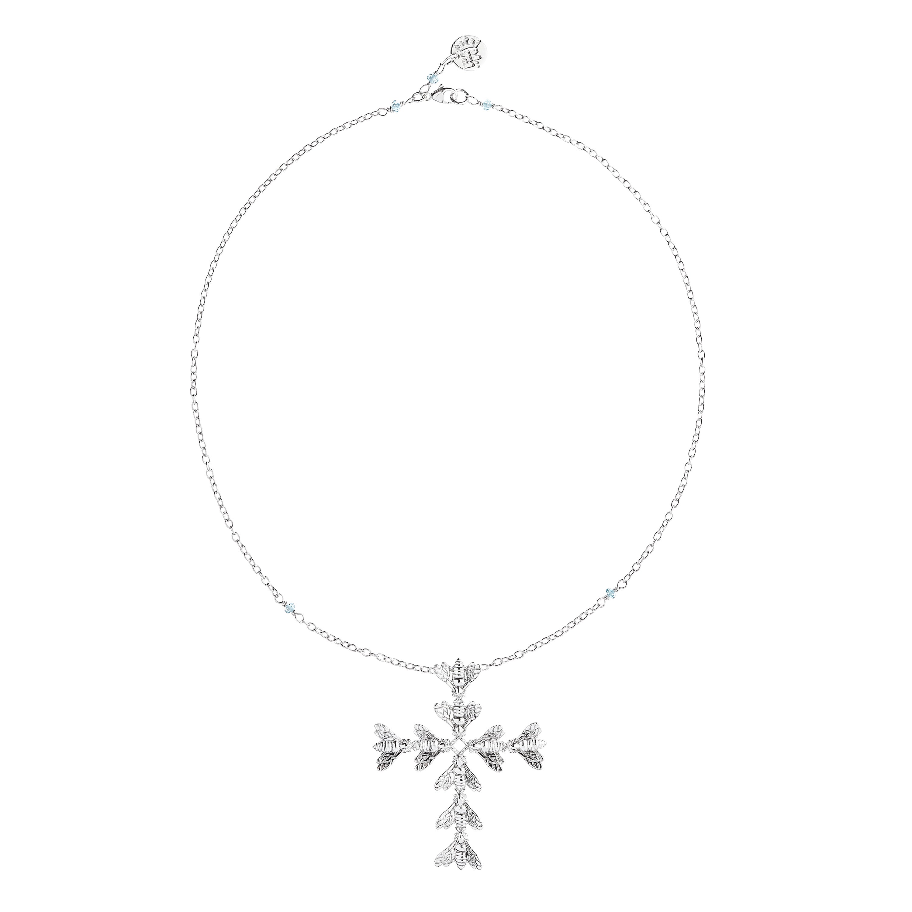 Bee Queen Necklet with Bee Cross and Zircons