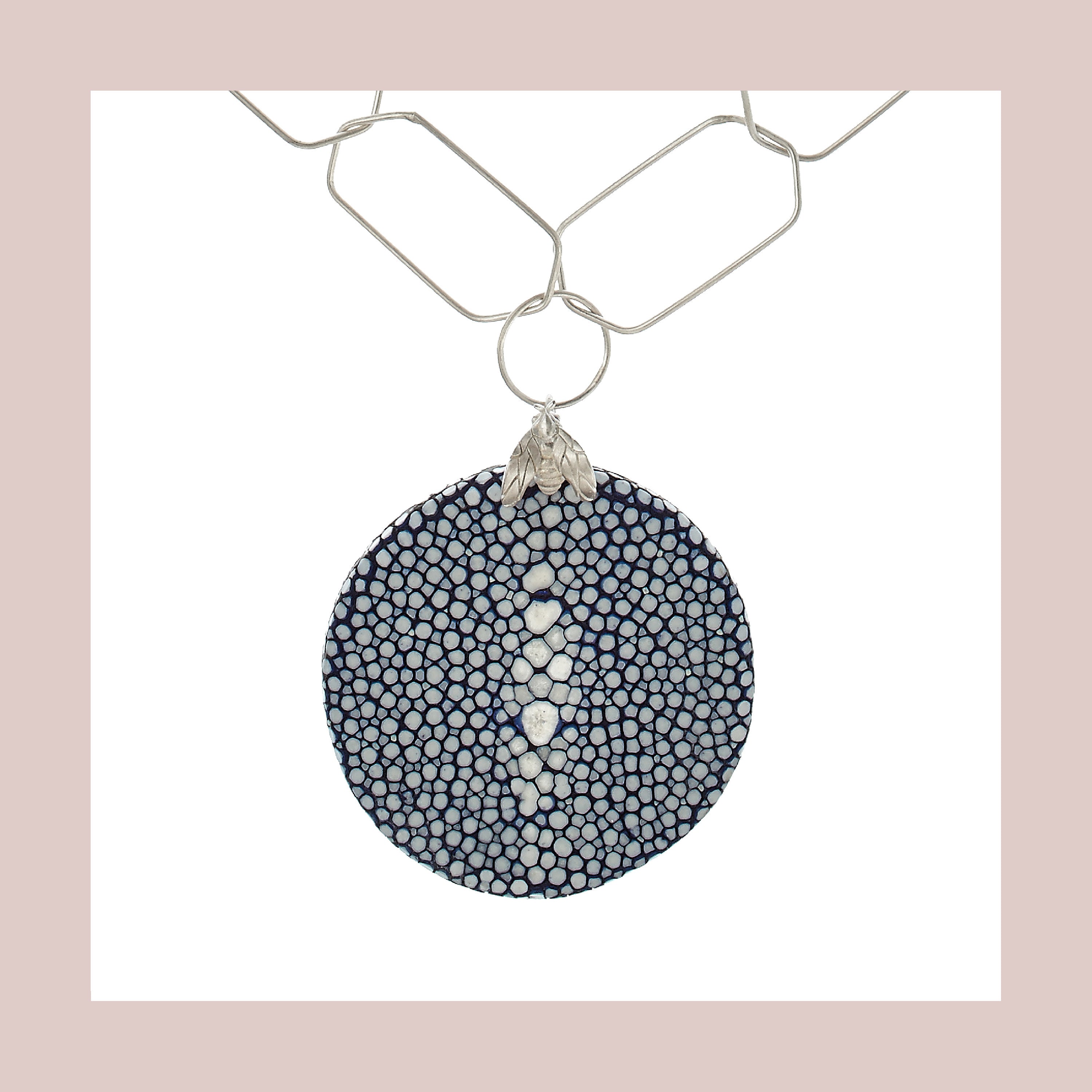 Bee Queen Large-Link Necklace with Galuchat Disc
