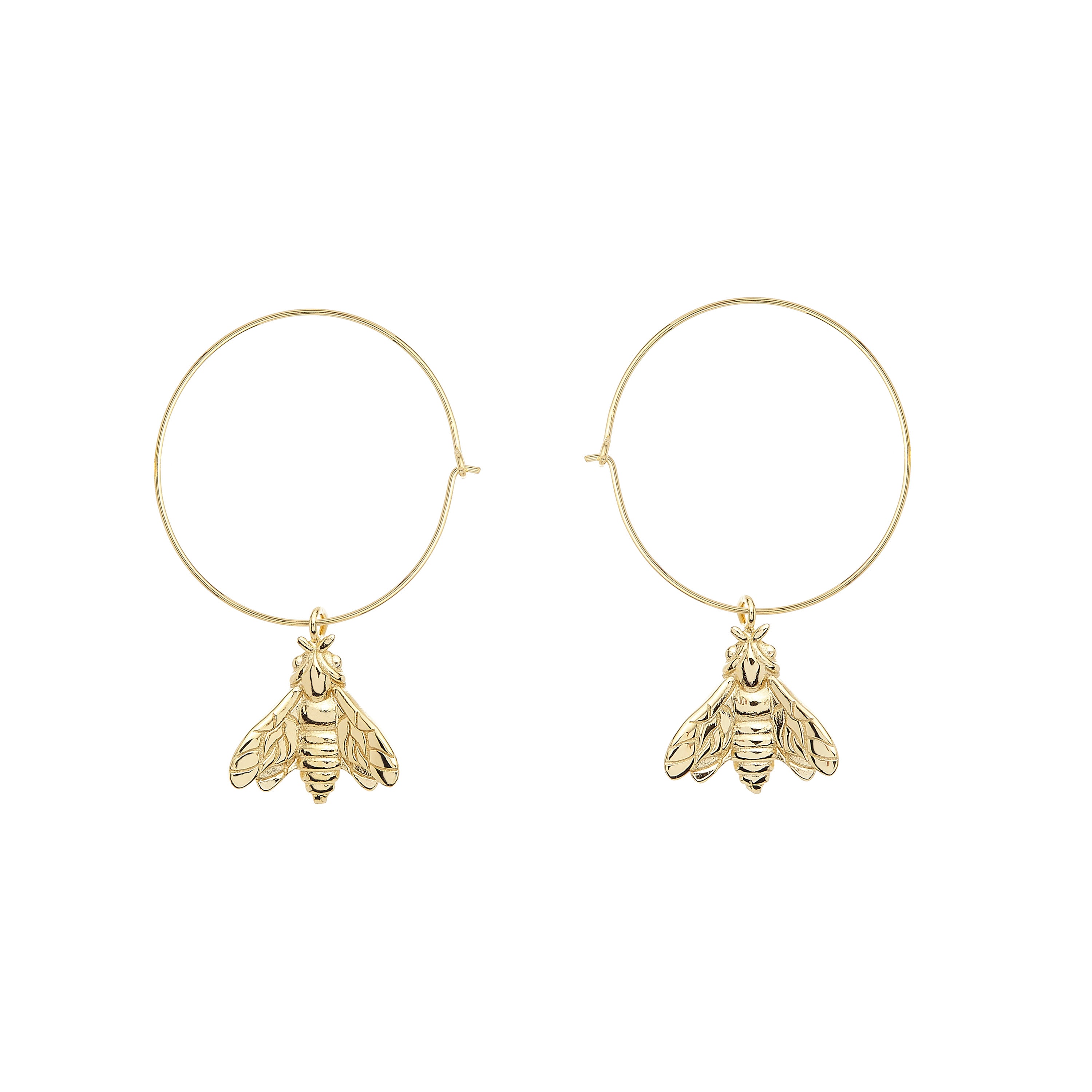 Bee Queen Medium Hoop Earrings with Bee