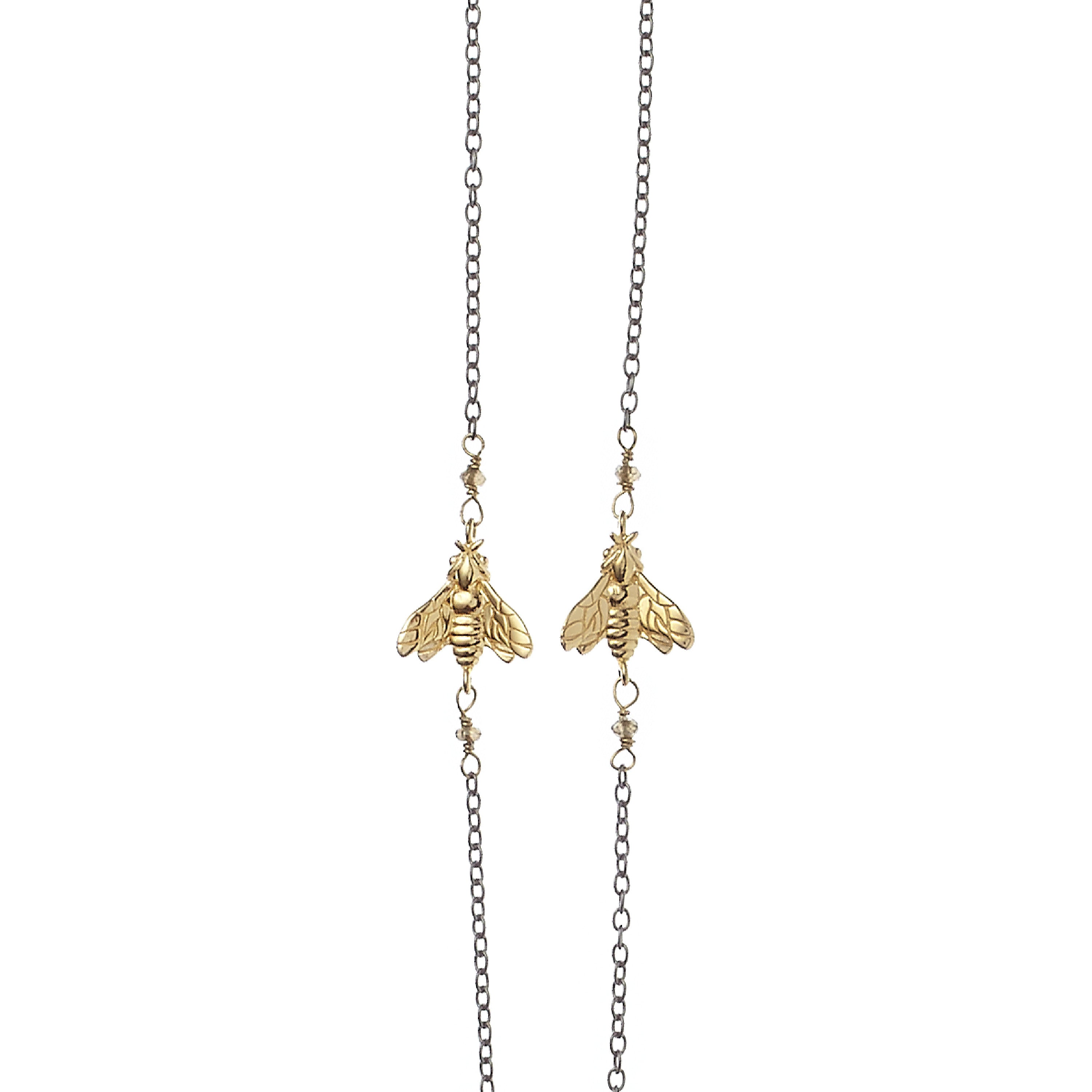 Collana Bee Queen con nappa in pelle miele e api