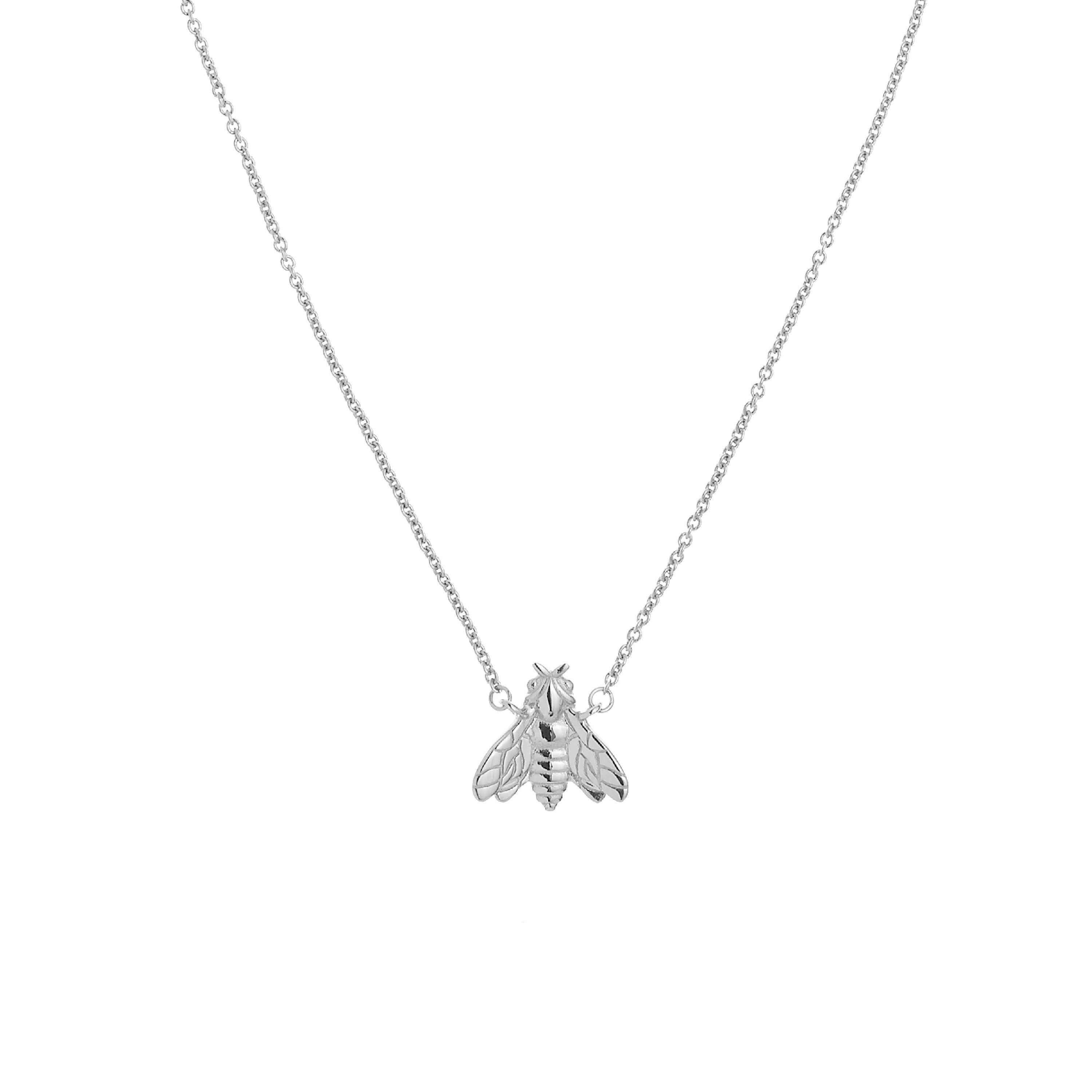 Bee Queen Short Necklace with Single Bee and Zircons