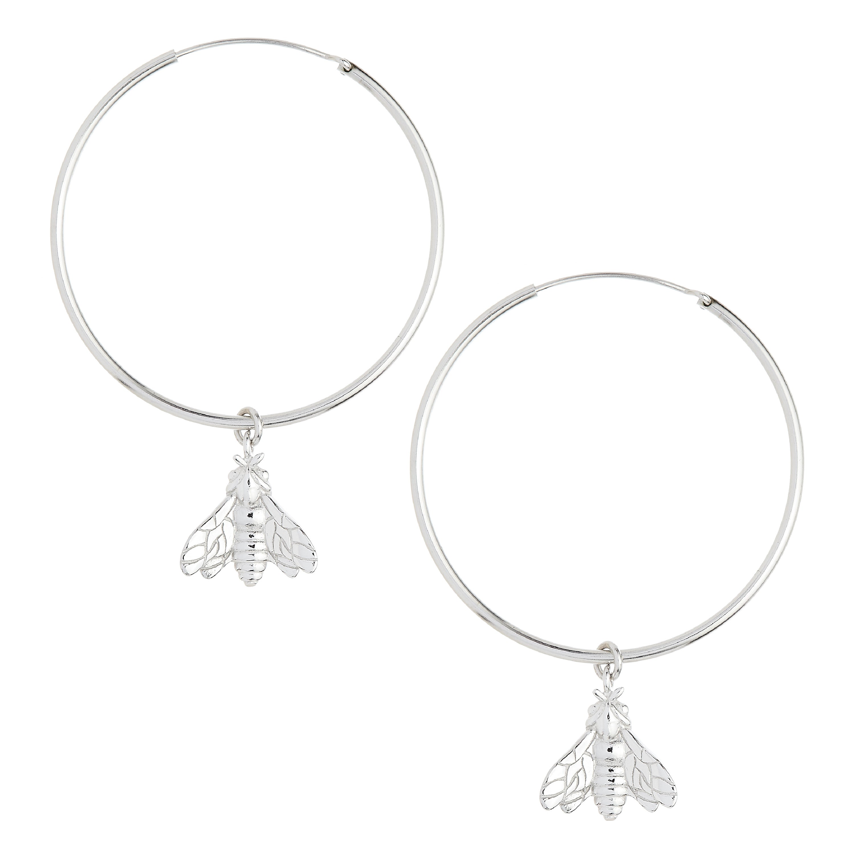 Bee Queen Large Hoop Earrings with Bee