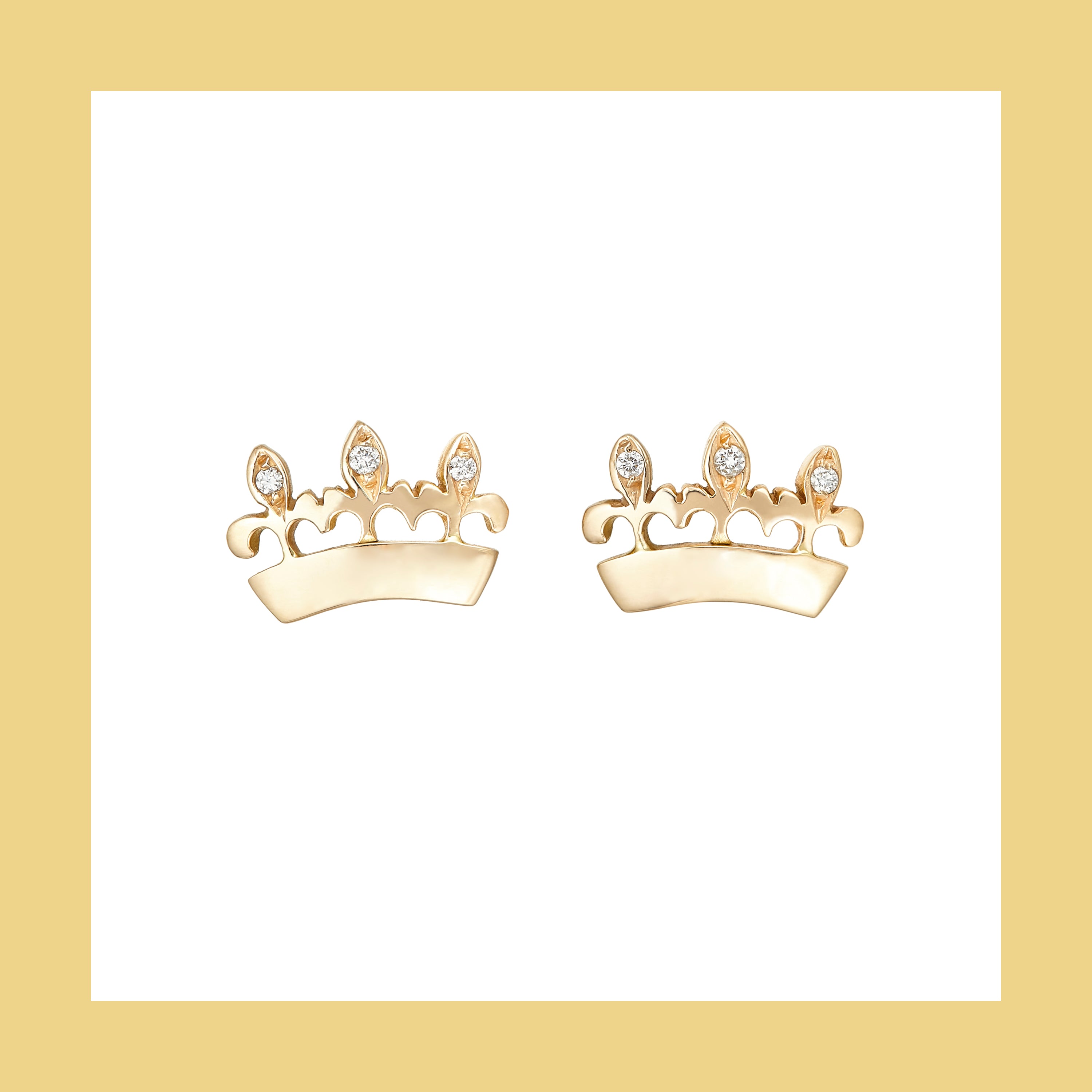 Bee Queen Crown Earrings with diamonds