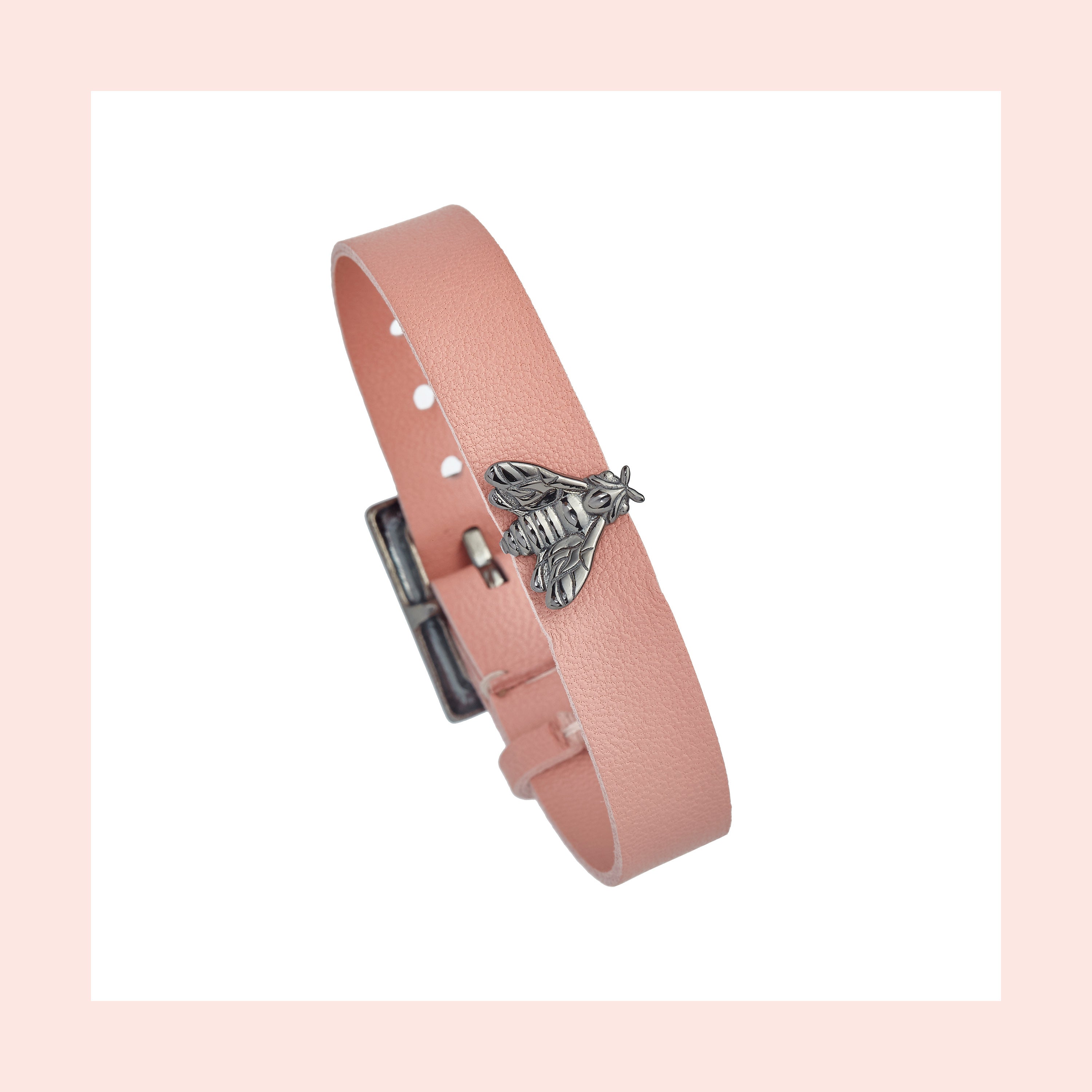 Bee Queen Single Bee Pink Leather Bracelet