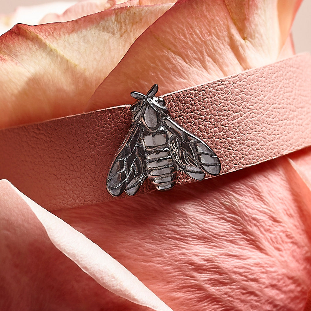 Bee Queen Single Bee Pink Leather Bracelet