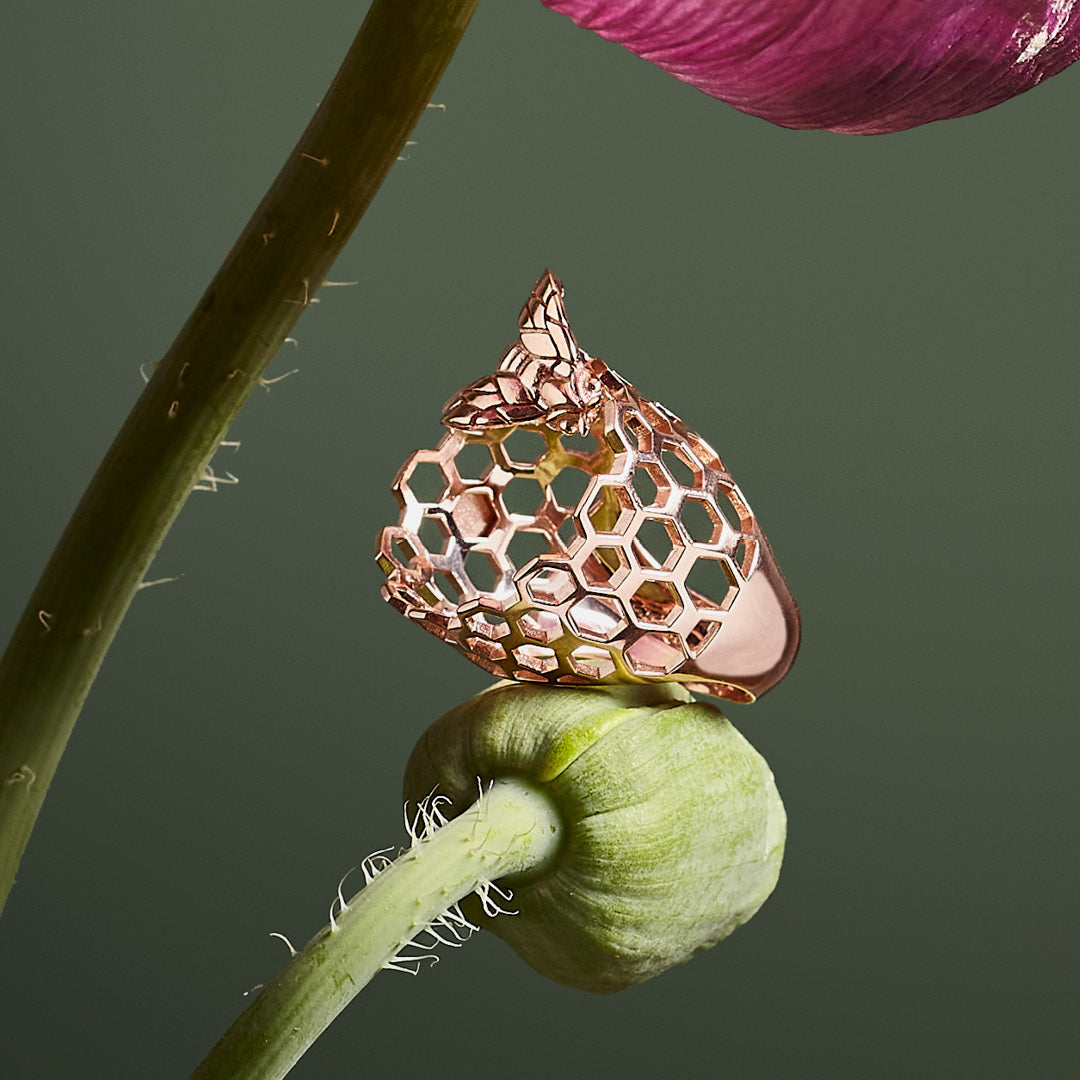 Bee Queen Hive Ring with Bee