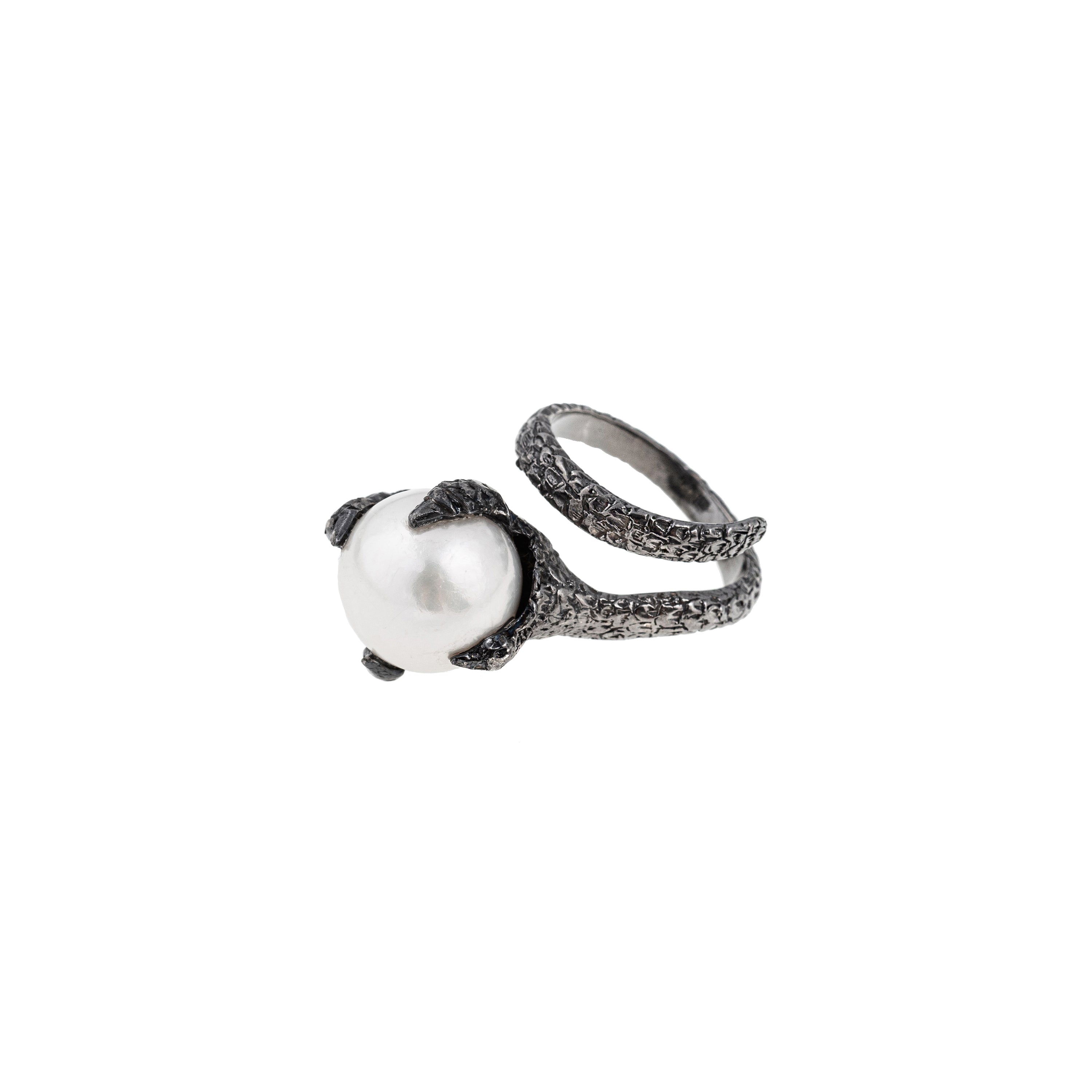 Artemis Talon Ring with Pearl