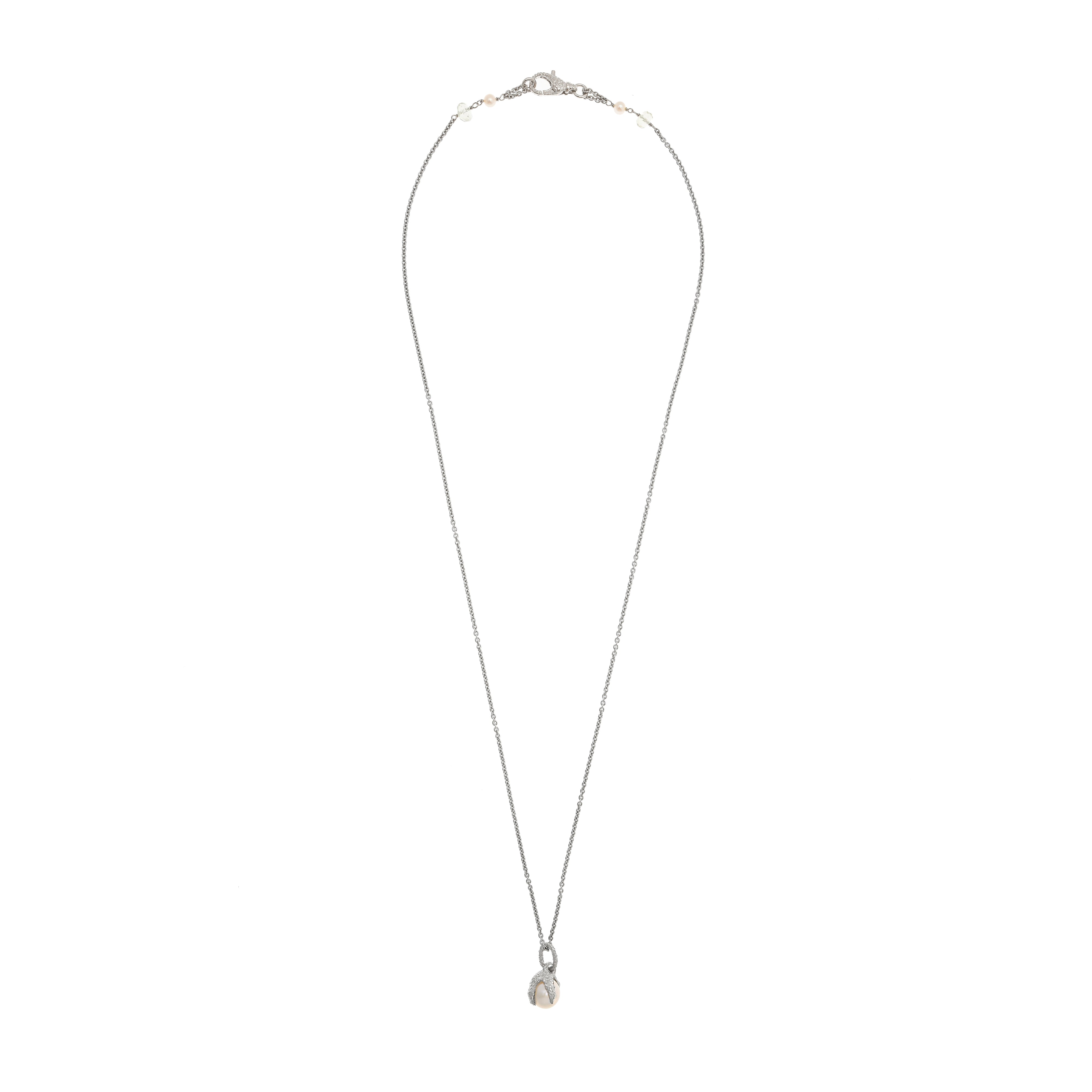 Artemis Talon Necklace with Pearls and Green Amethyst