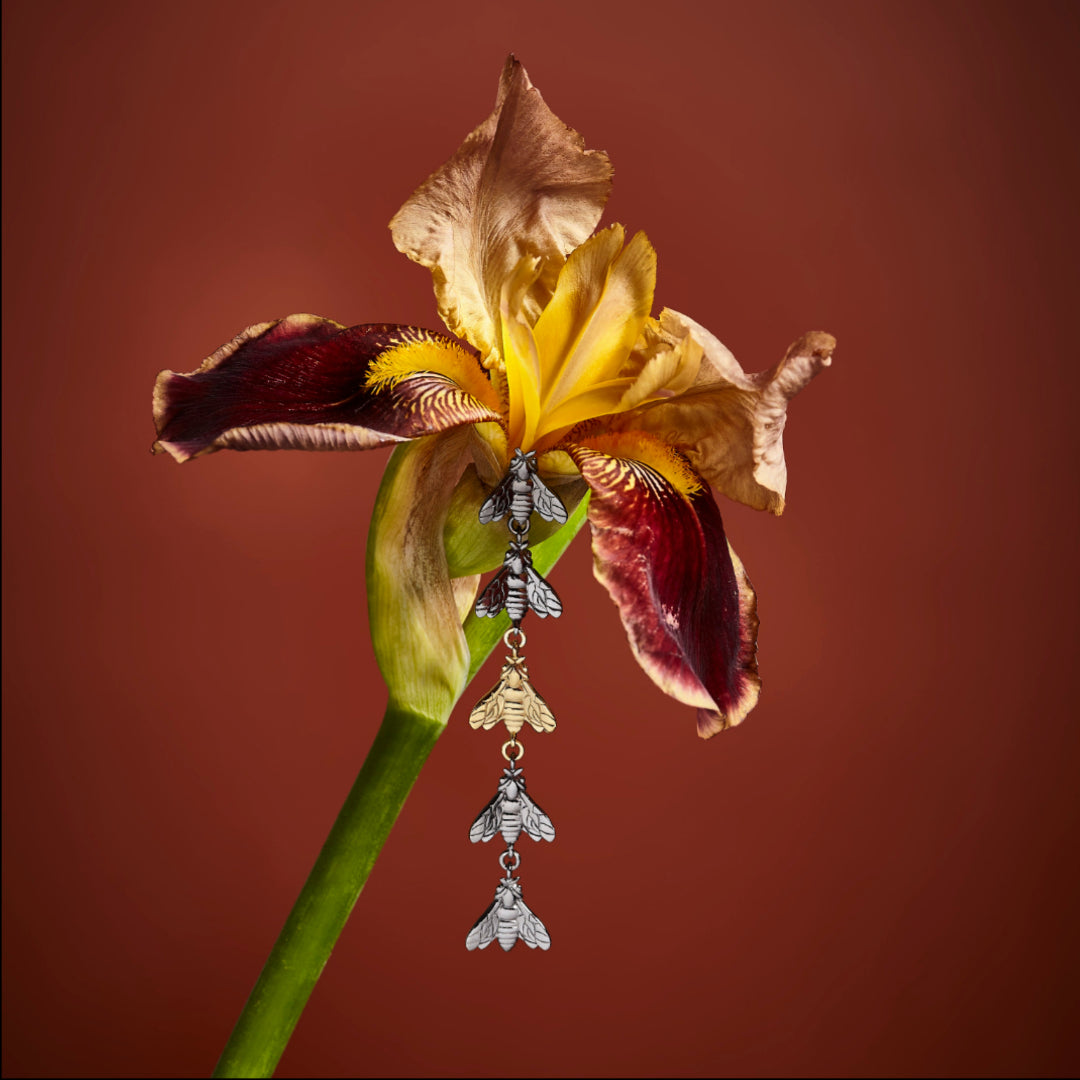 Bee Queen Five-Bee Pendant Earrings