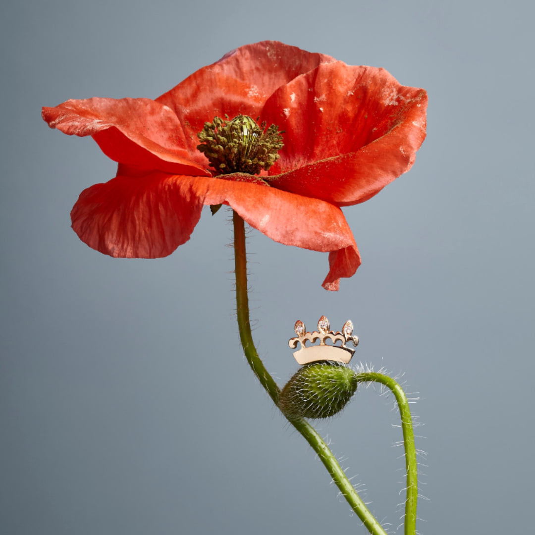 Bee Queen Crown Earrings with diamonds