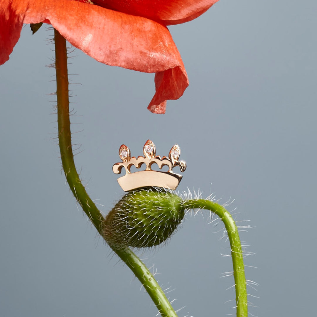 Bee Queen Crown Earrings with diamonds