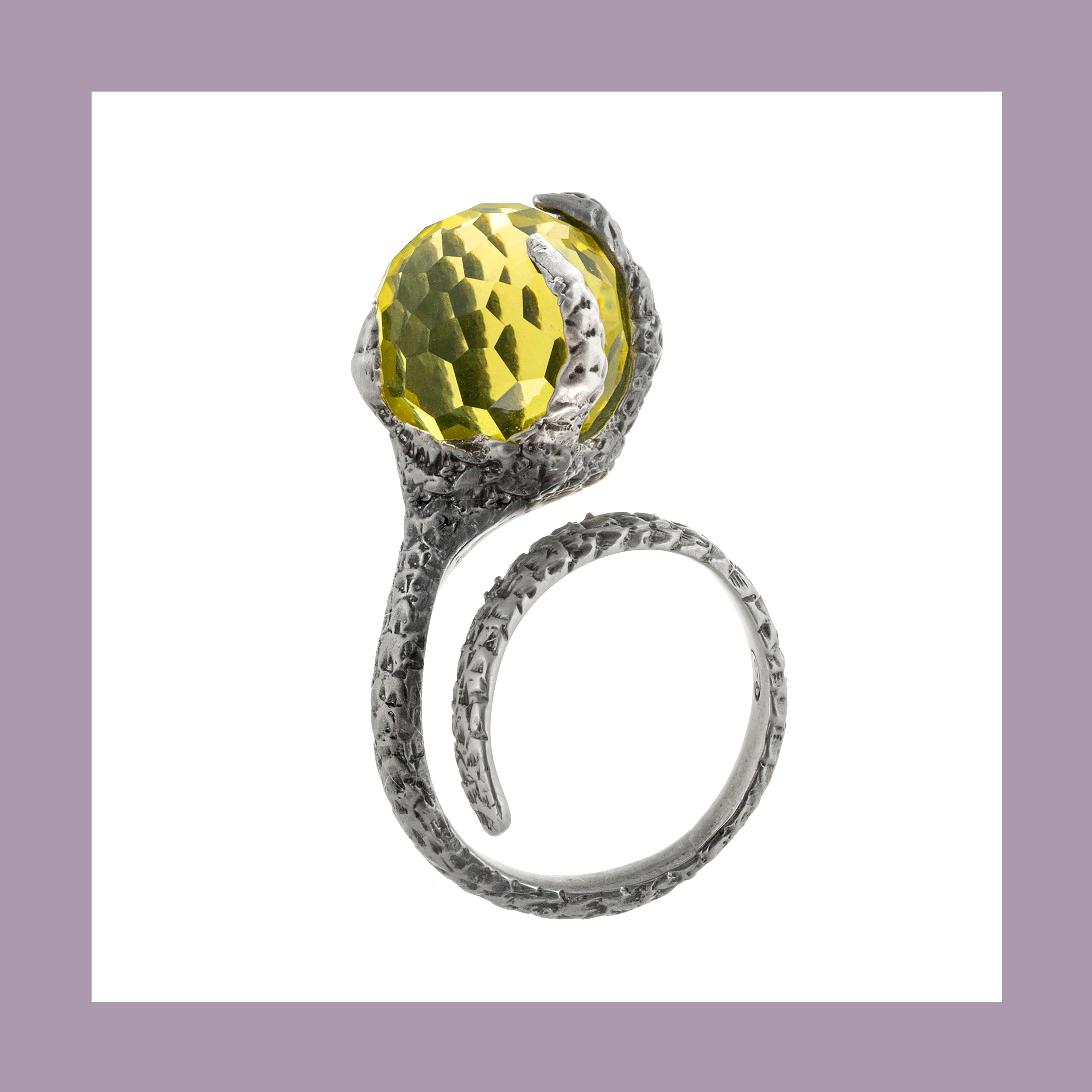 Anello Artemis Artiglio con Quarzo Lemon