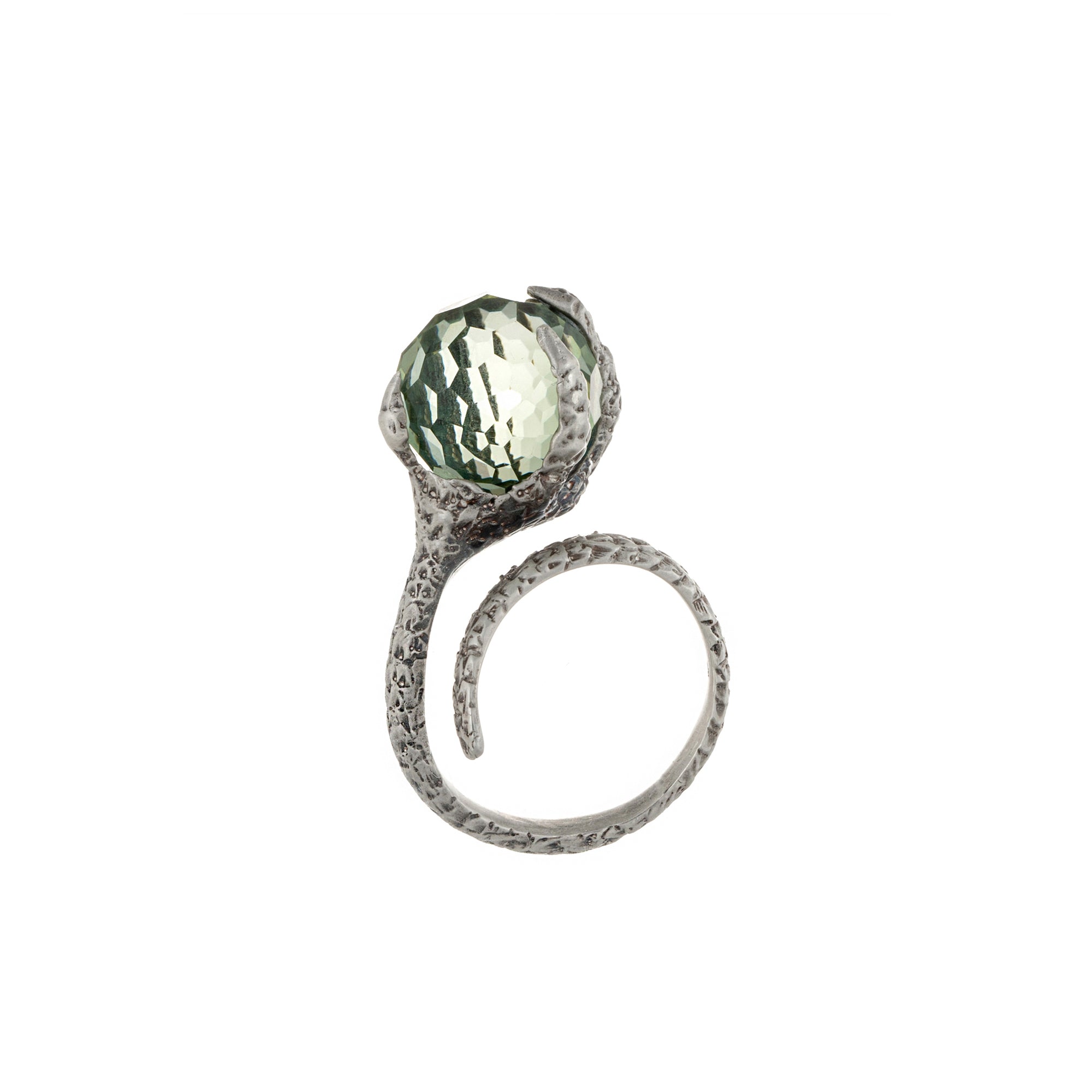 Artemis Talon Ring with Prasiolite (Green Amethyst)
