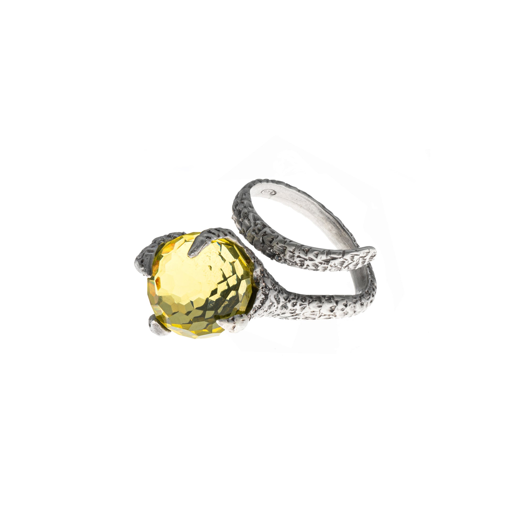 Anello Artemis Artiglio con Quarzo Lemon