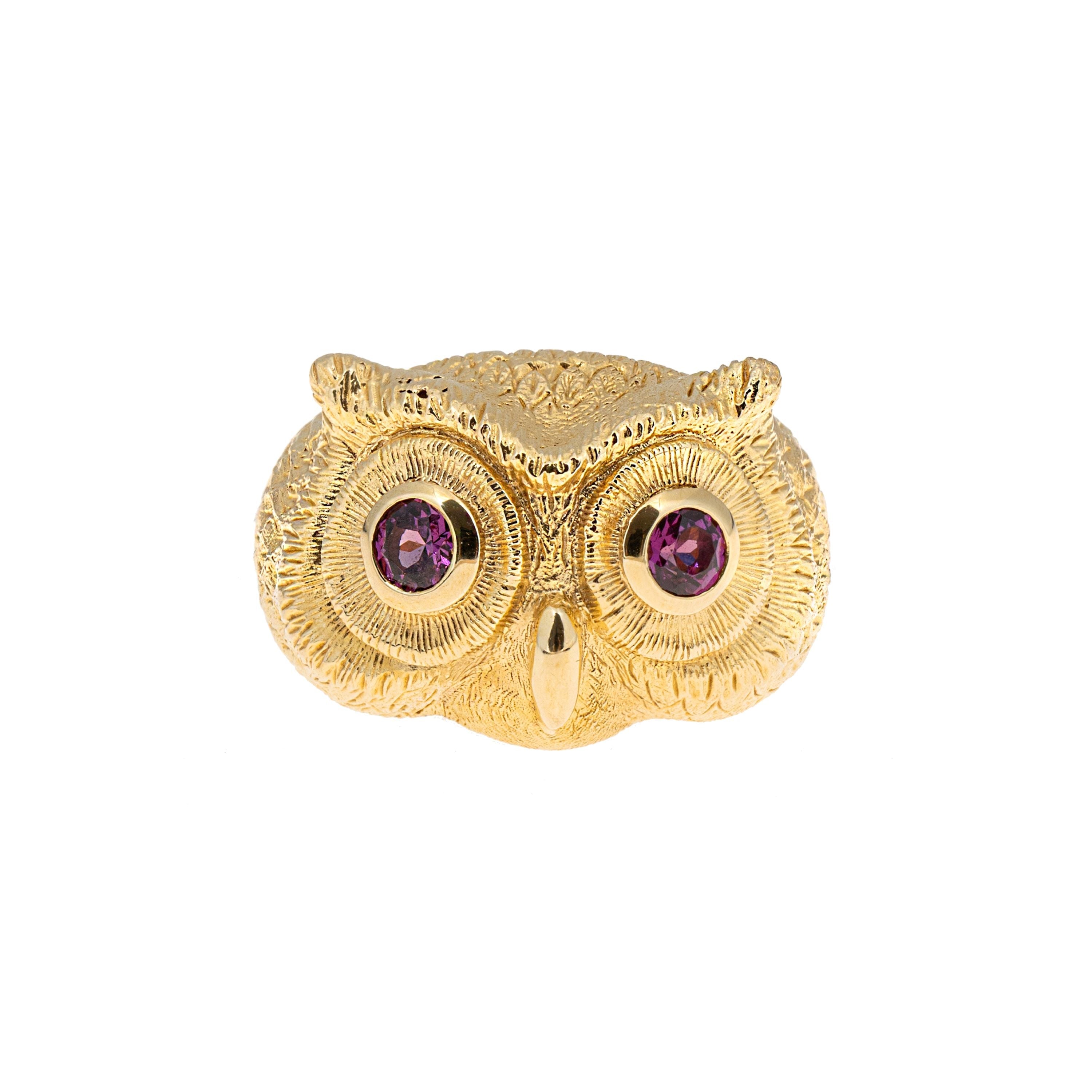 Anello Artemis Gufo Reale con Rodolite
