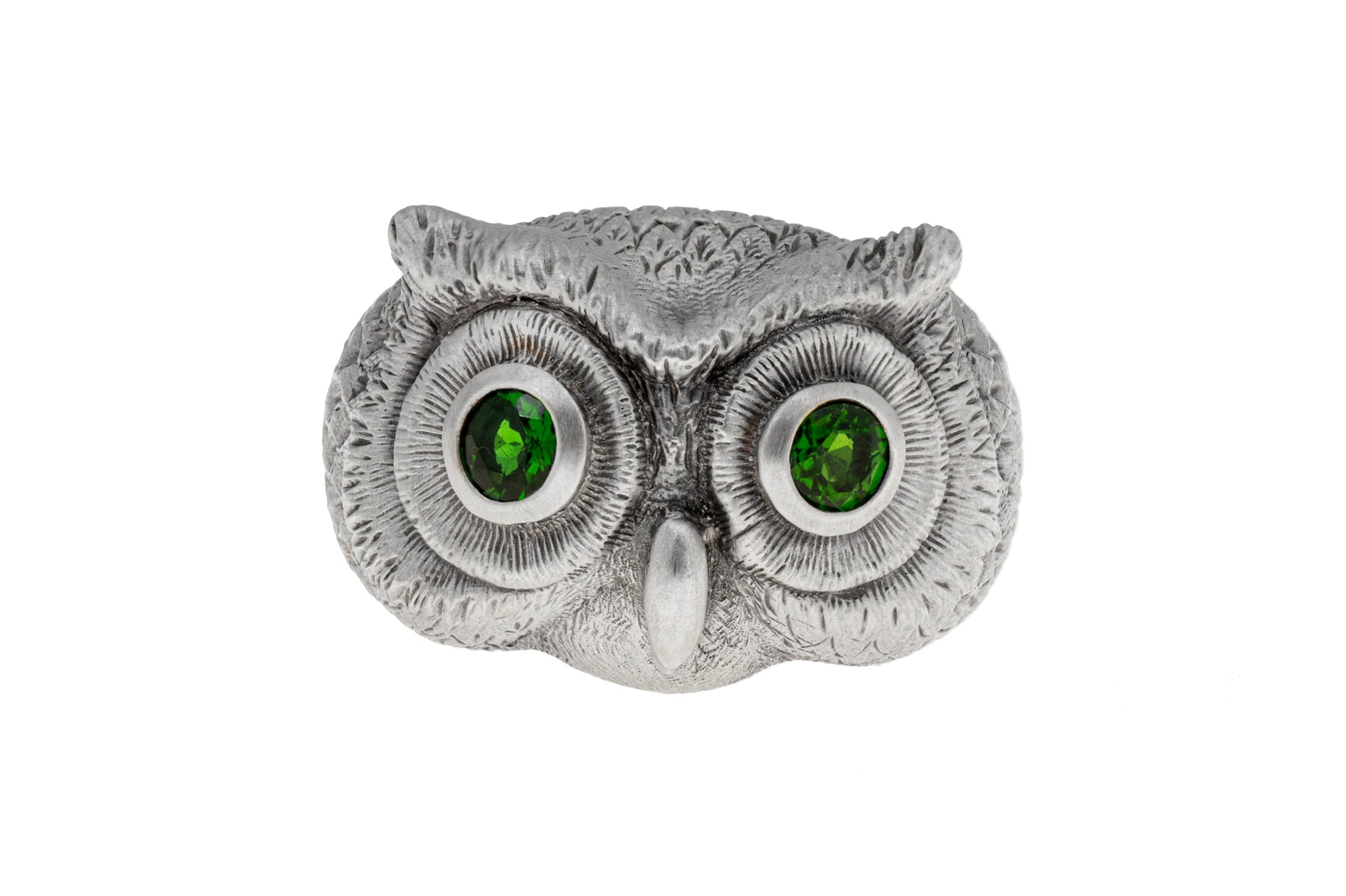 Artemis Eagle Owl Ring with Chrome Diopside