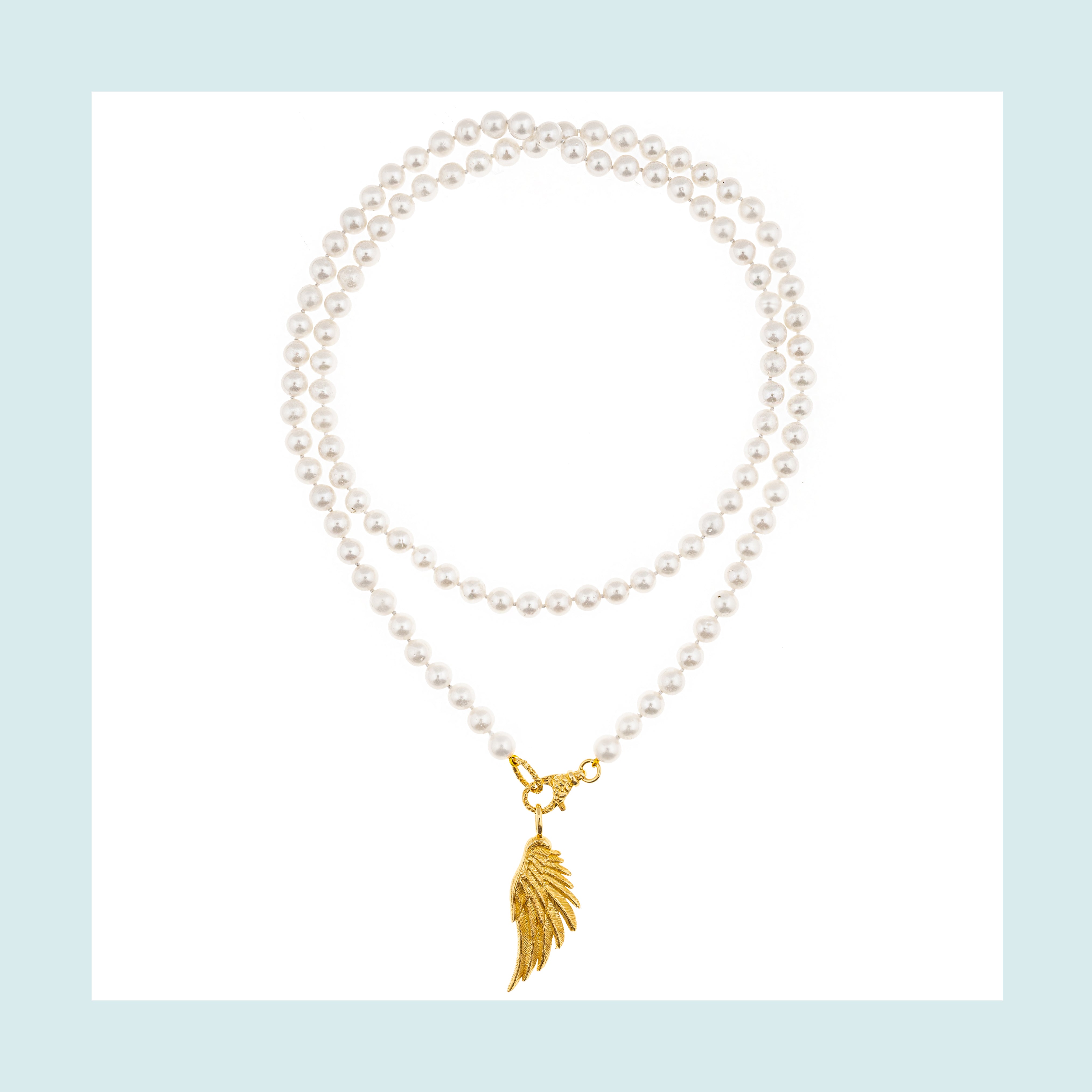 Collana Artemis Doppio filo di Perle con Ala Grande