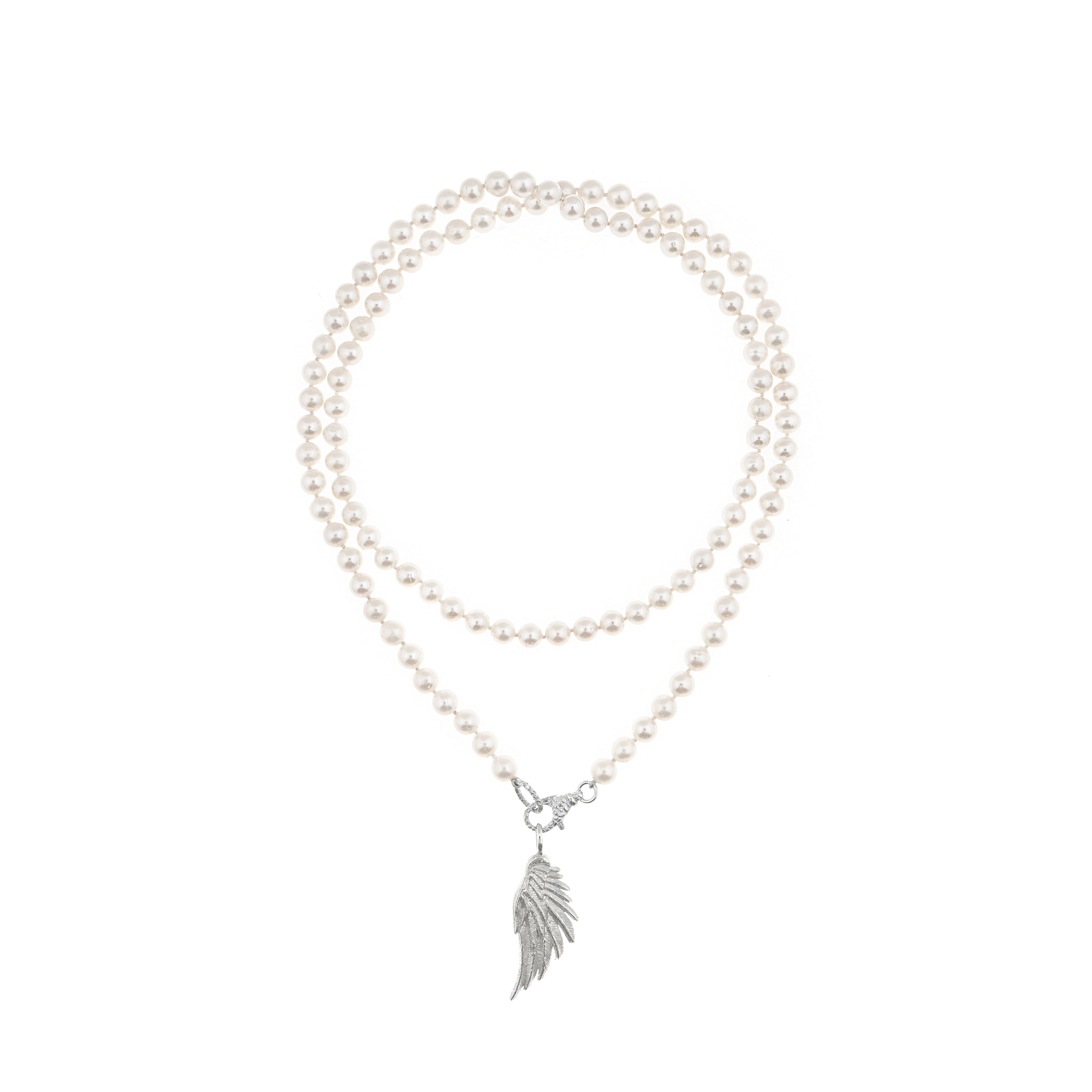 Collana Artemis Doppio filo di Perle con Ala Grande