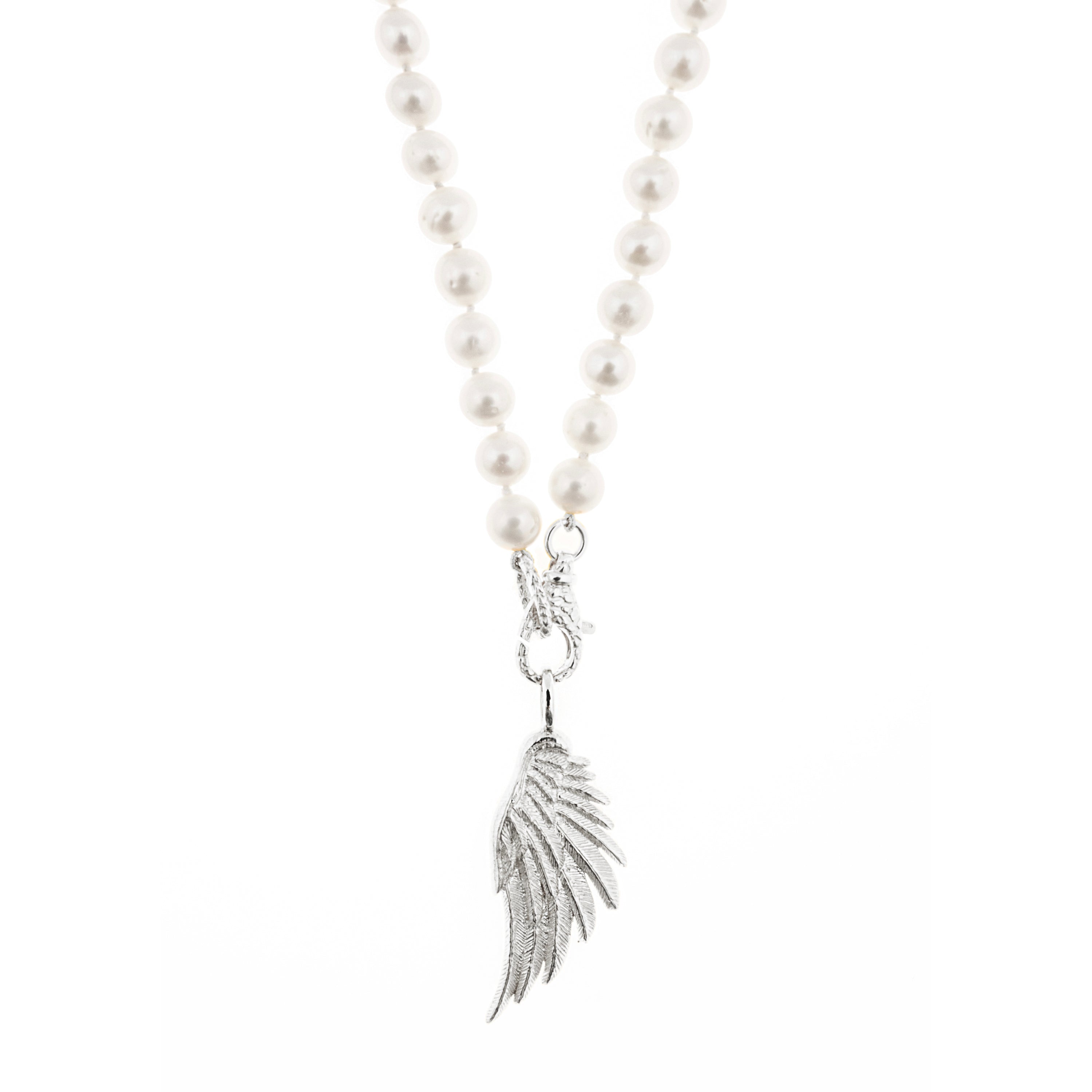 Collana Artemis Doppio filo di Perle con Ala Grande