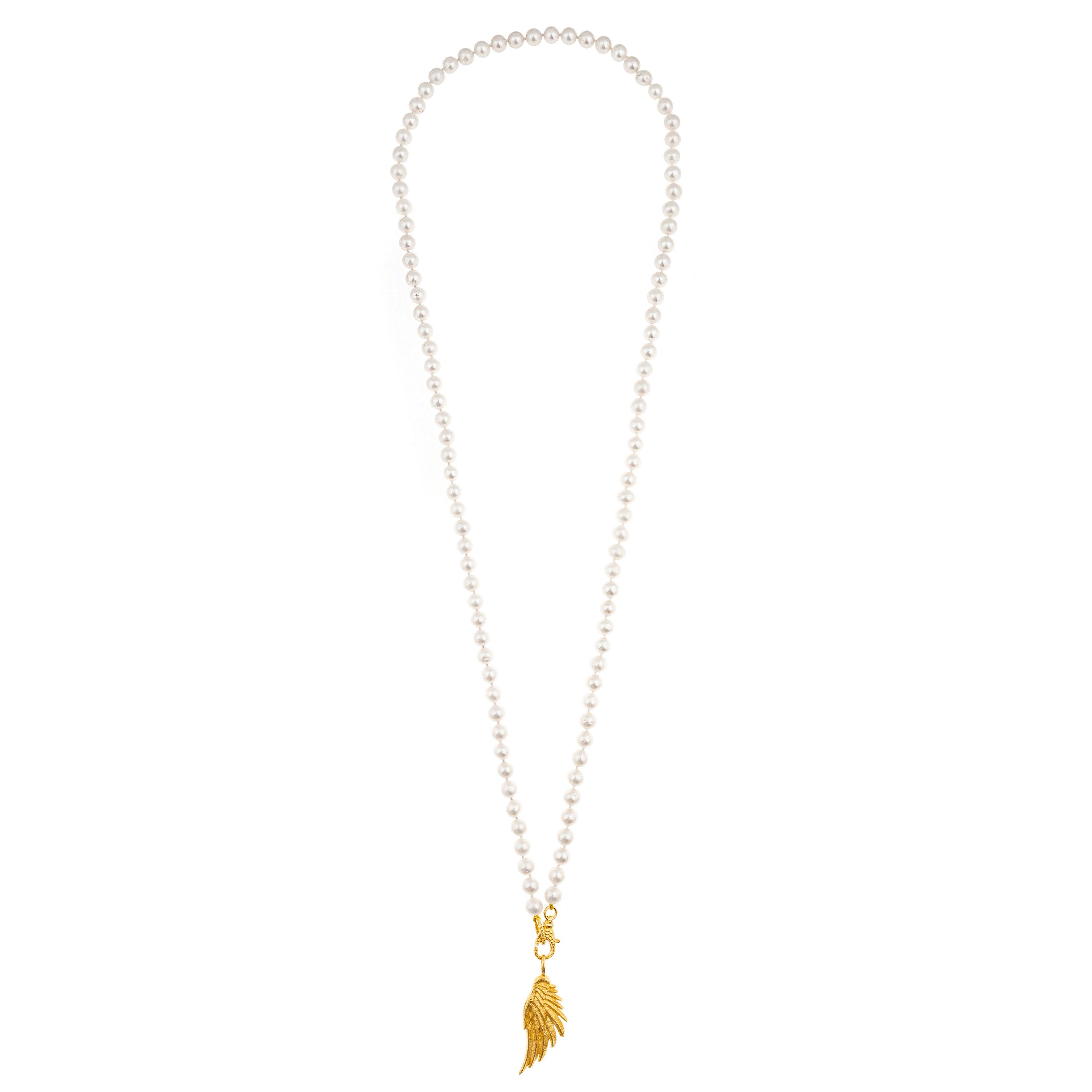 Collana Artemis Doppio filo di Perle con Ala Grande