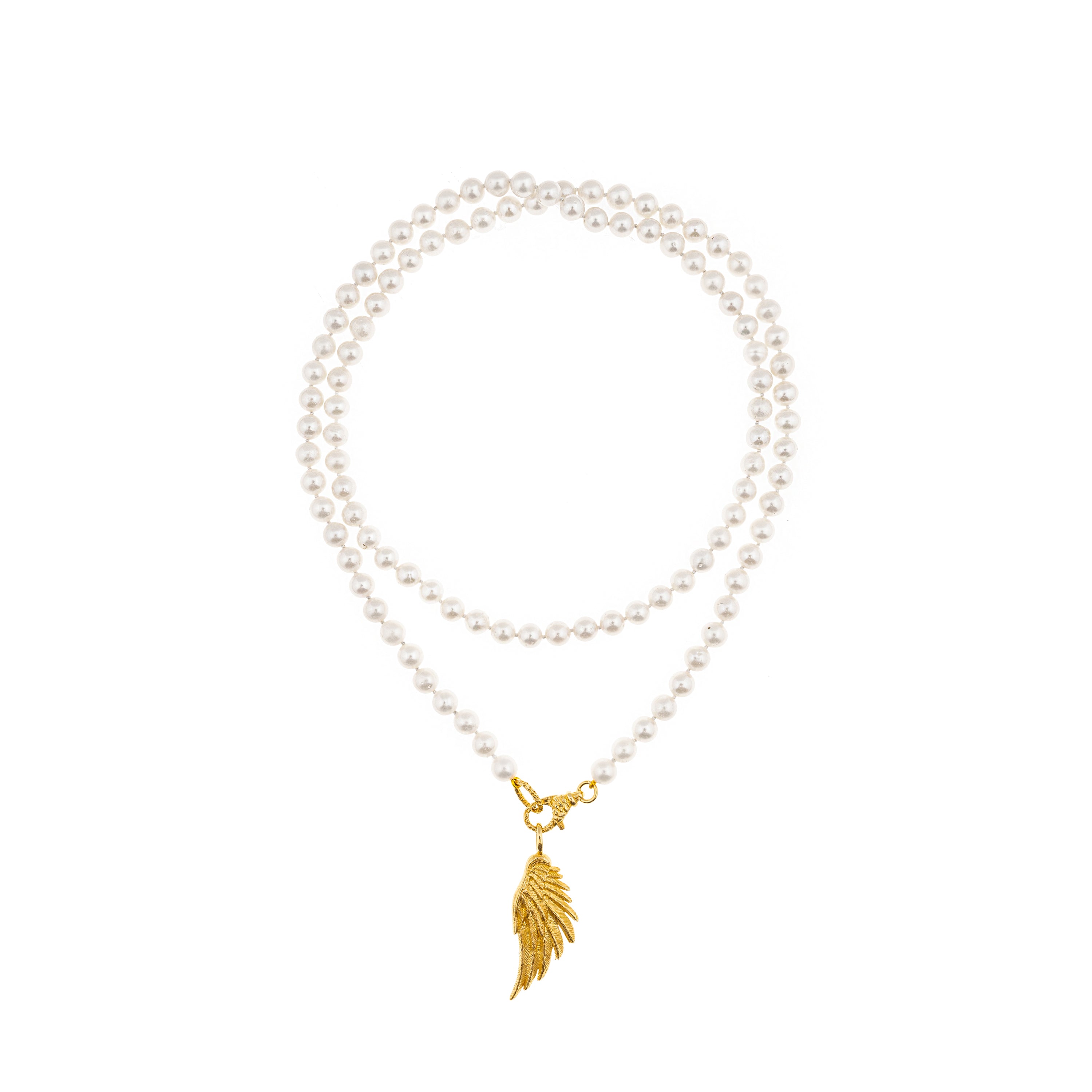 Collana Artemis Doppio filo di Perle con Ala Grande