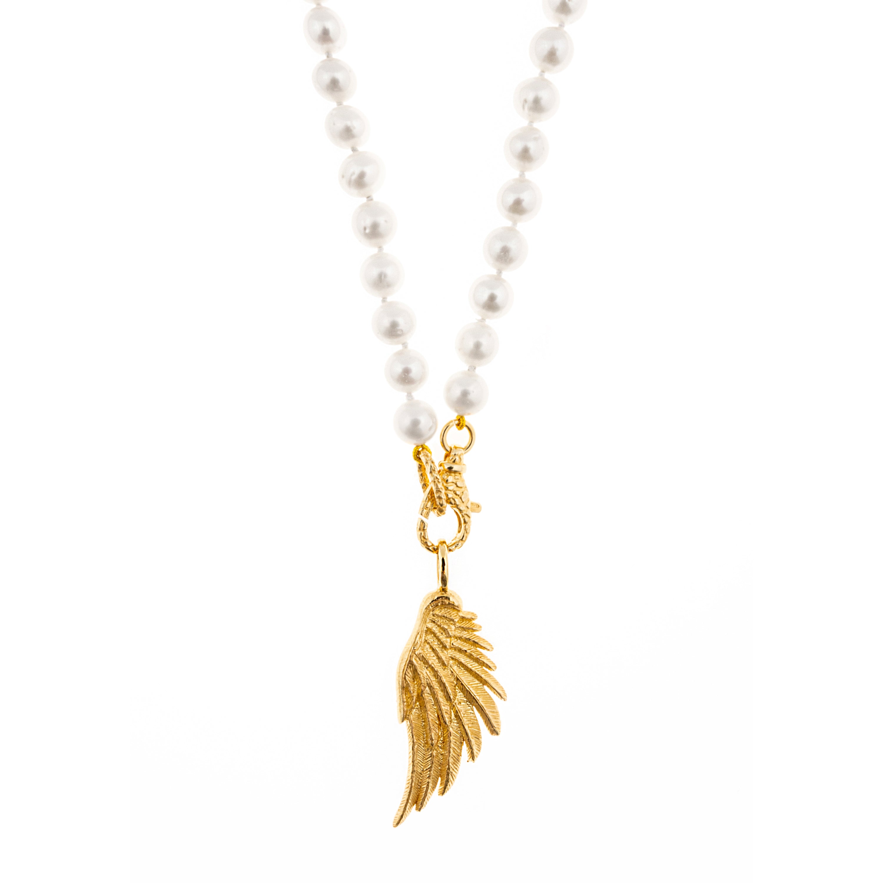 Collana Artemis Doppio filo di Perle con Ala Grande