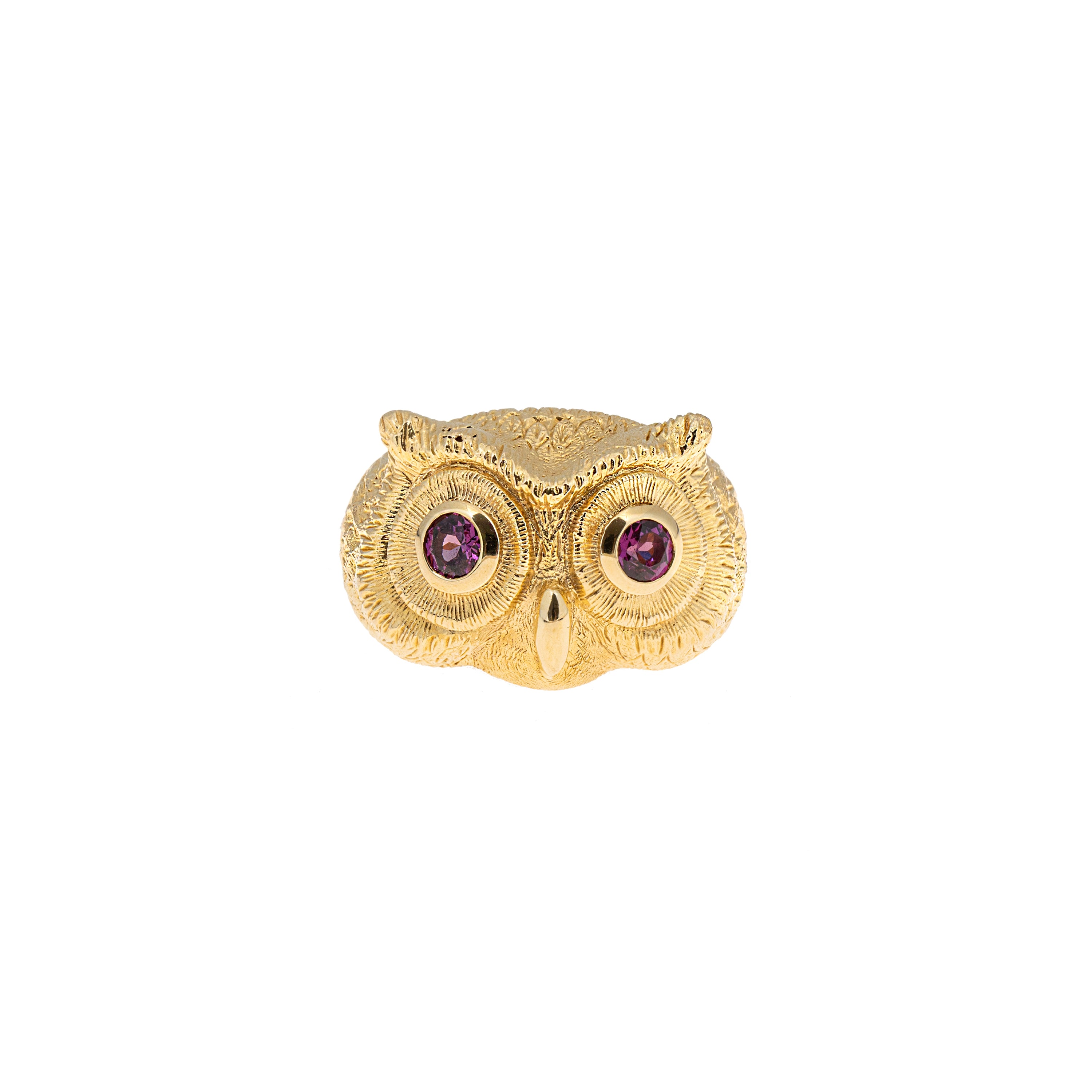 Anello Artemis Gufo Reale con Rodolite