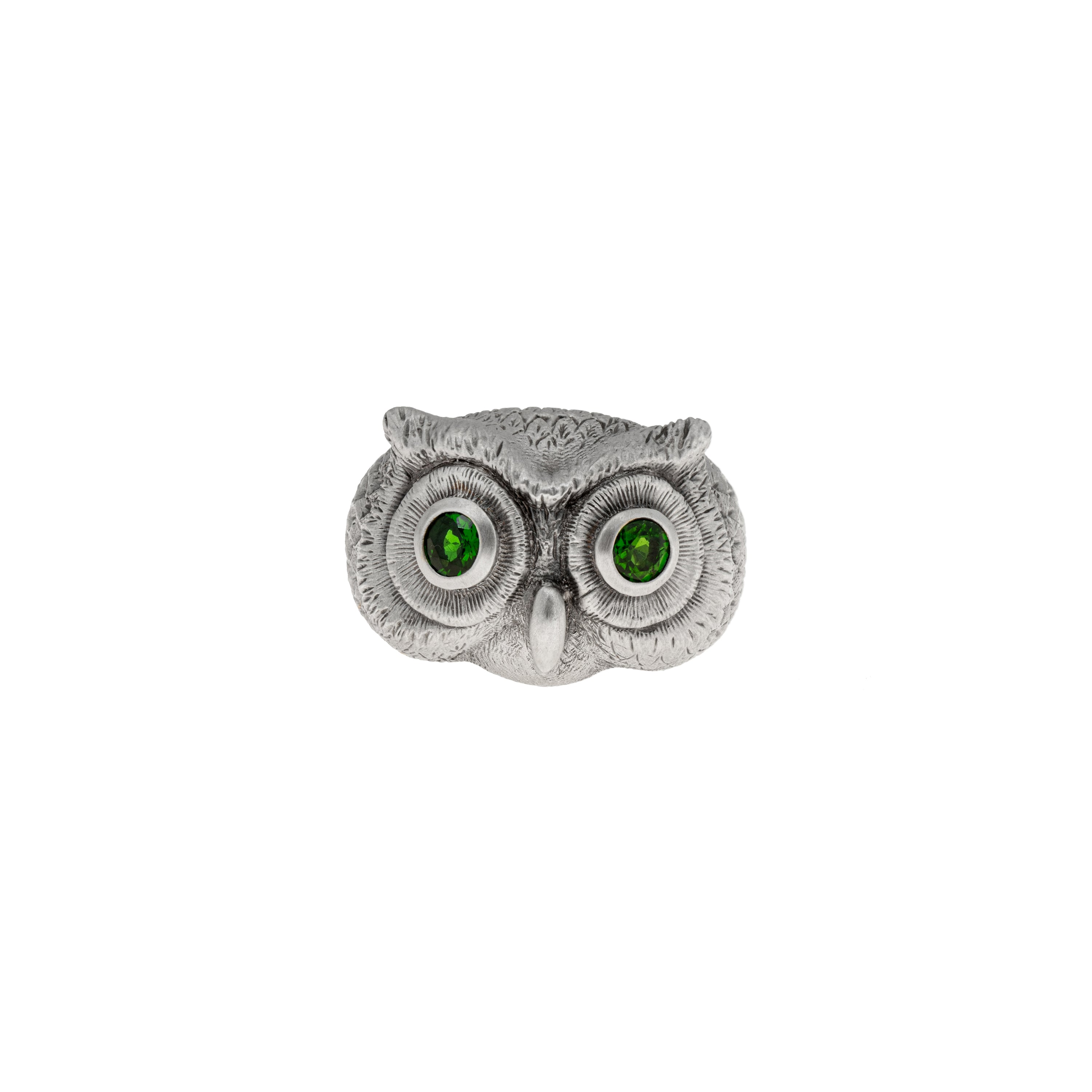 Artemis Eagle Owl Ring with Chrome Diopside