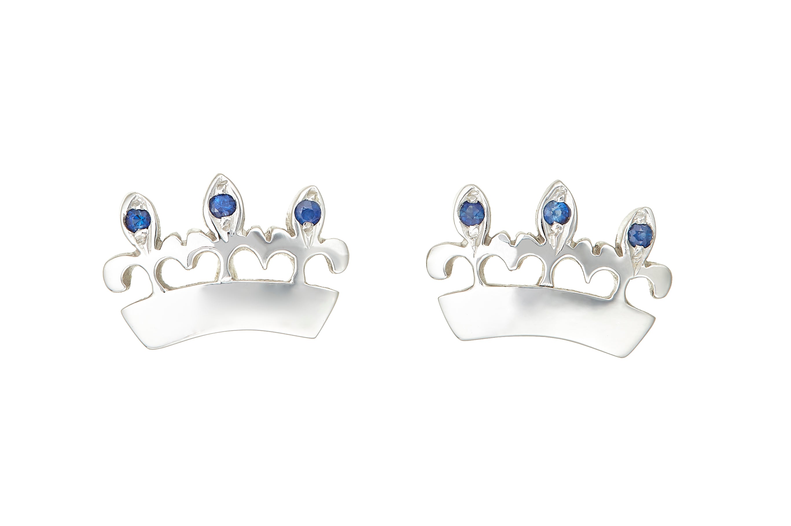 Bee Queen Crown Earrings with sapphires