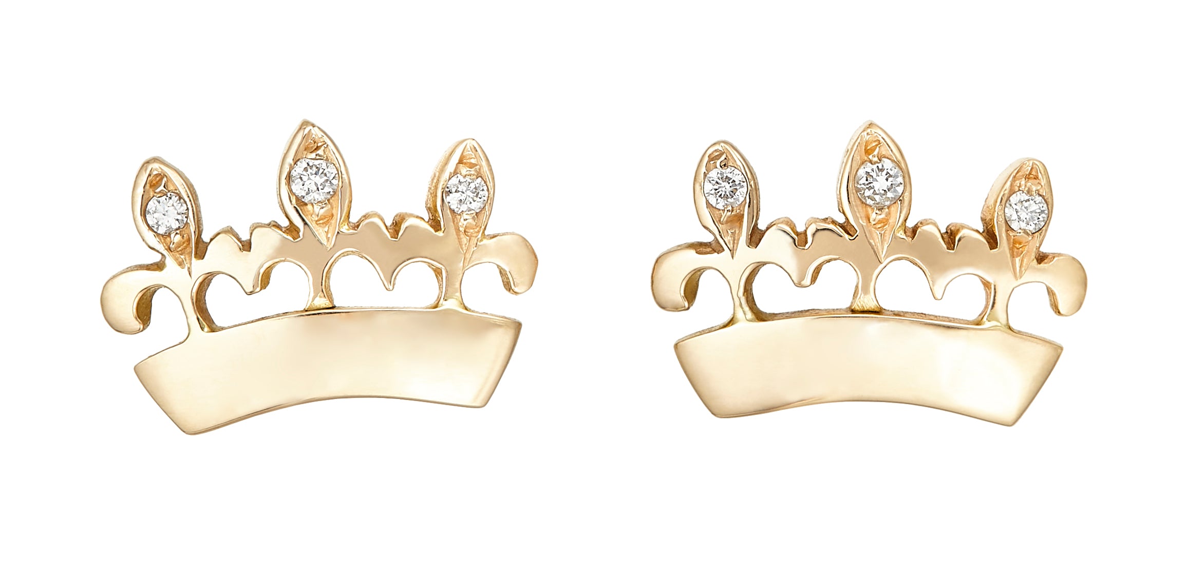 Bee Queen Crown Earrings with diamonds