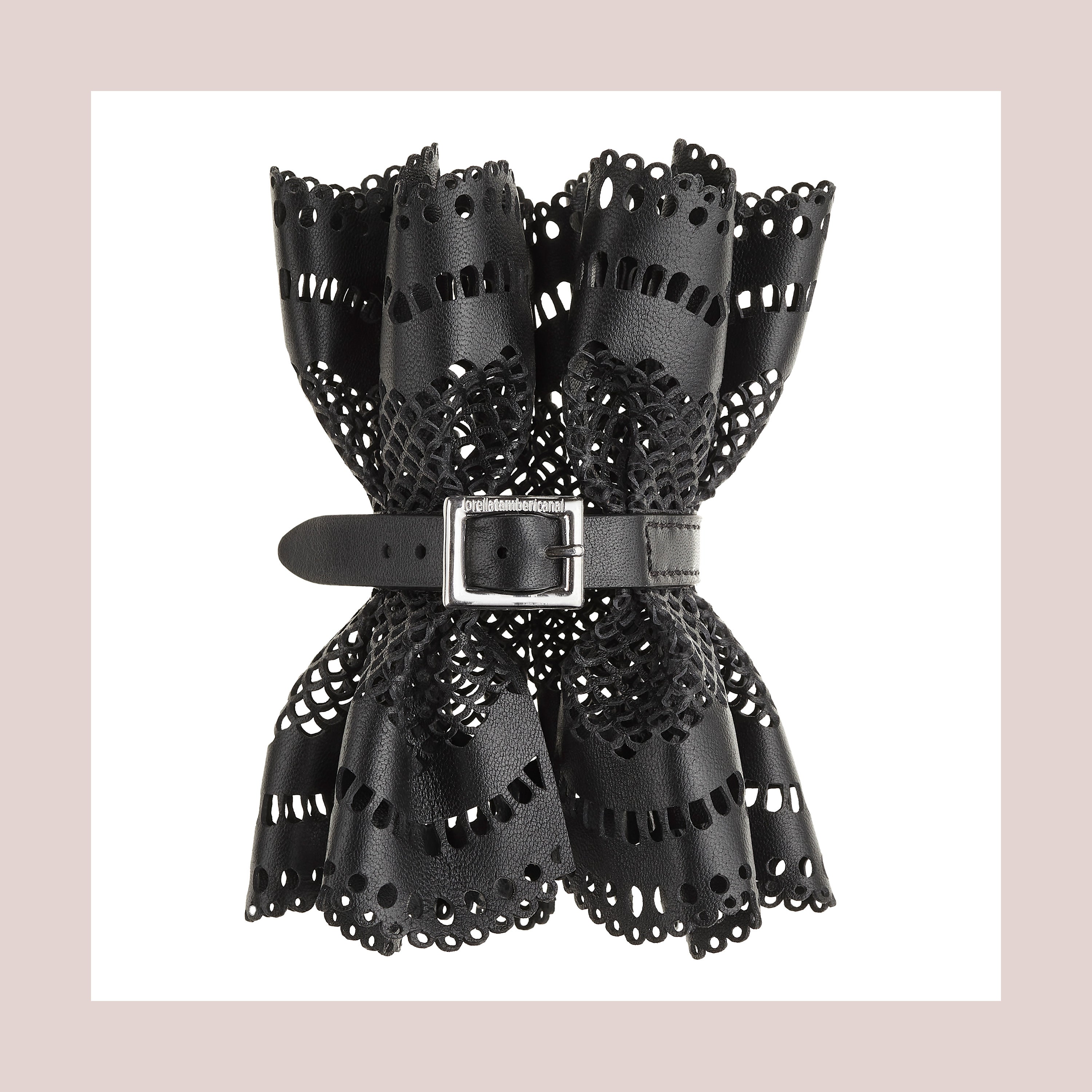 Cuff Victoria in pelle nera con fibbia