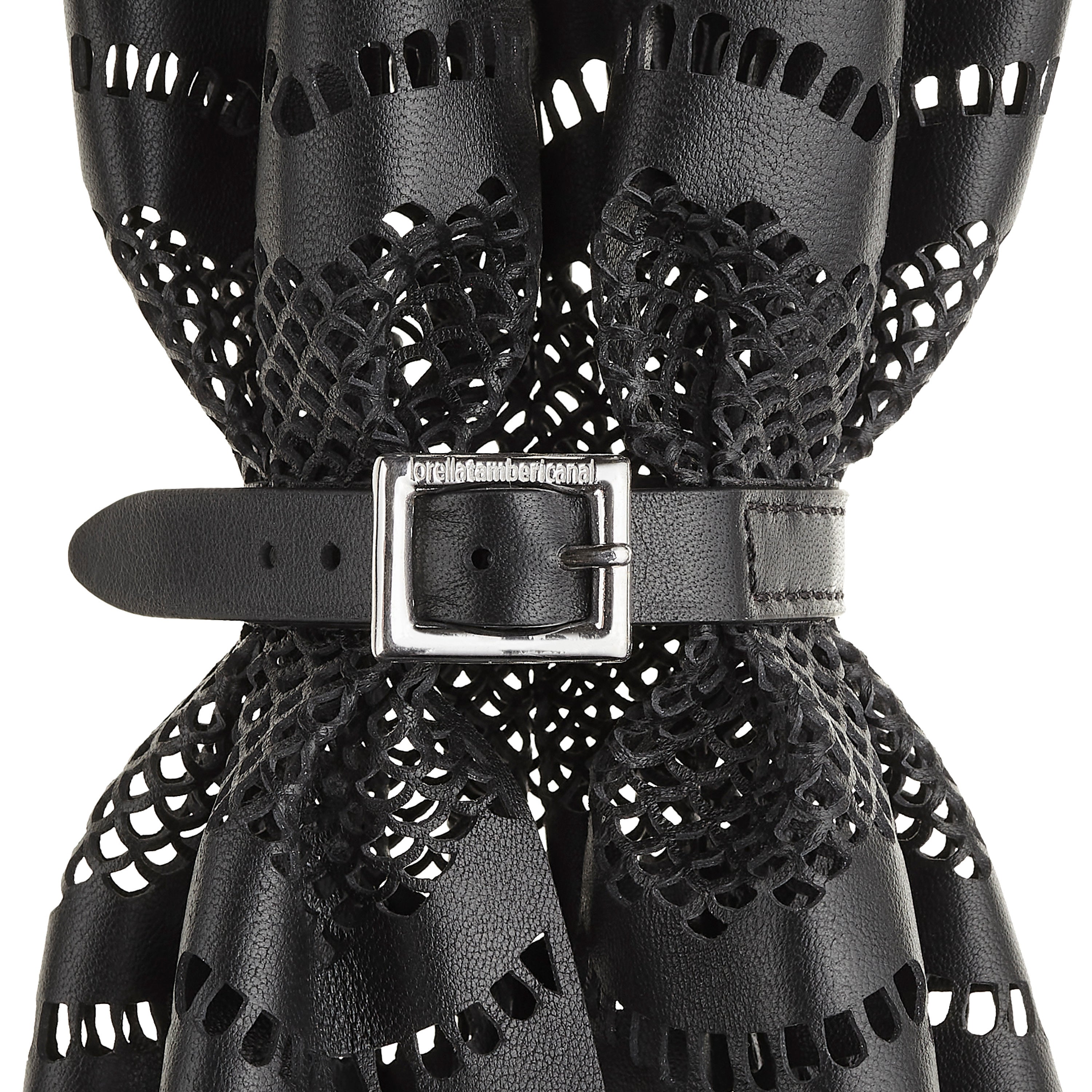 Cuff Victoria in pelle nera con fibbia