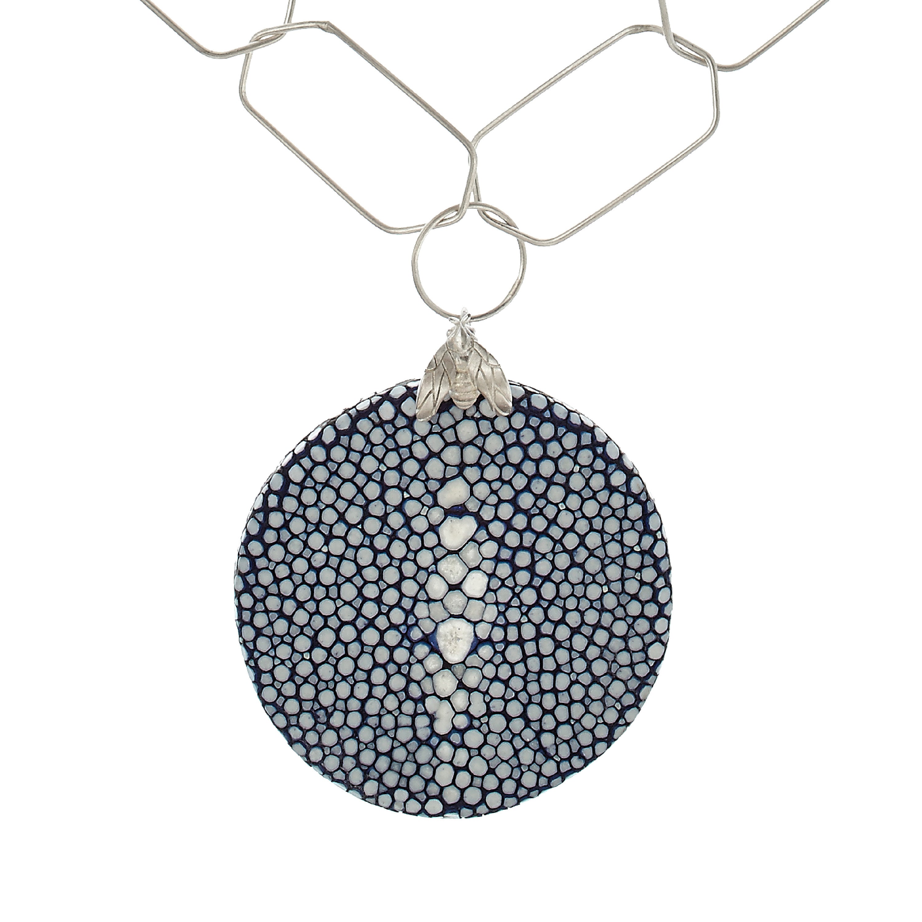 Bee Queen Large-Link Necklace with Galuchat Disc