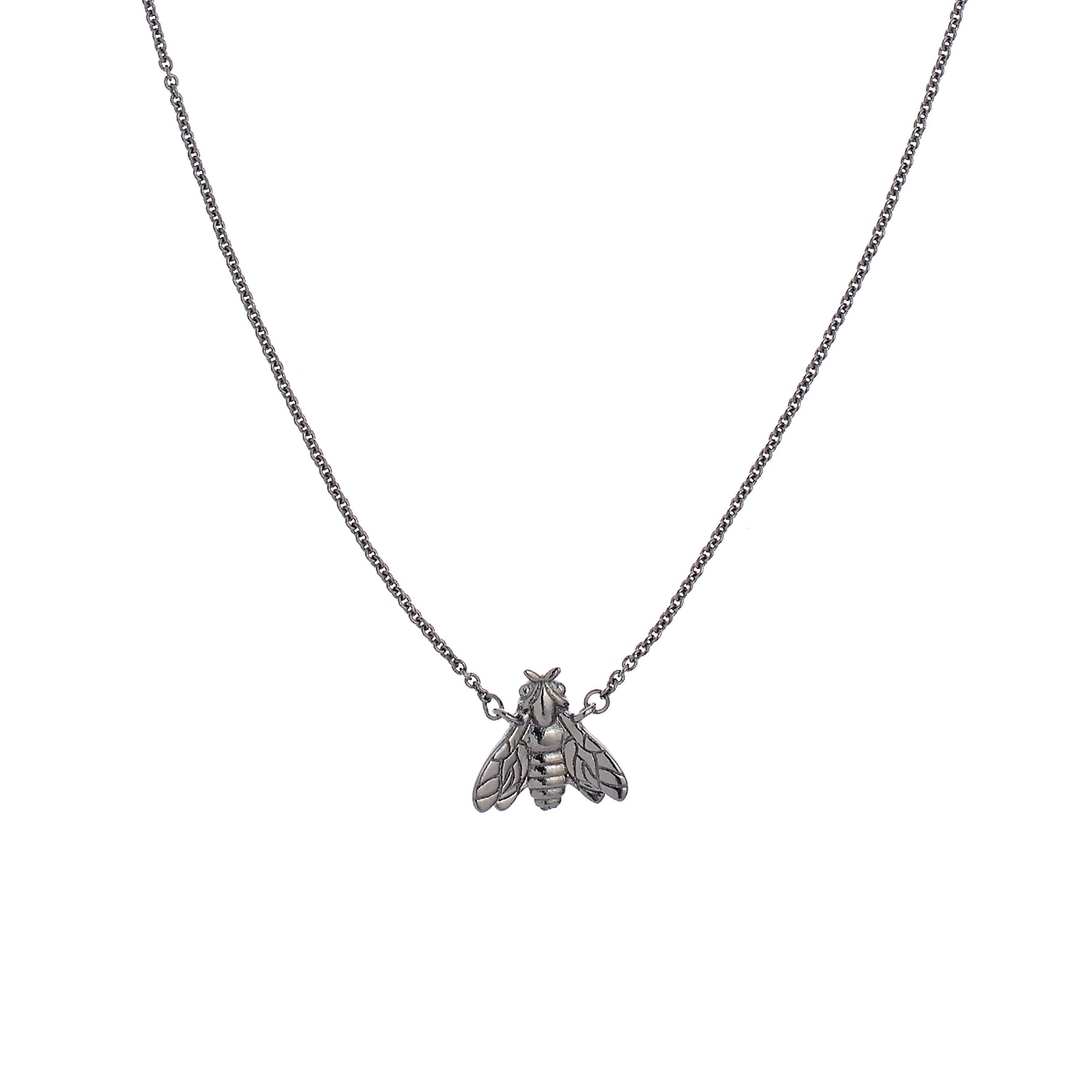 Bee Queen Long Necklace with Single Bee and Zircons