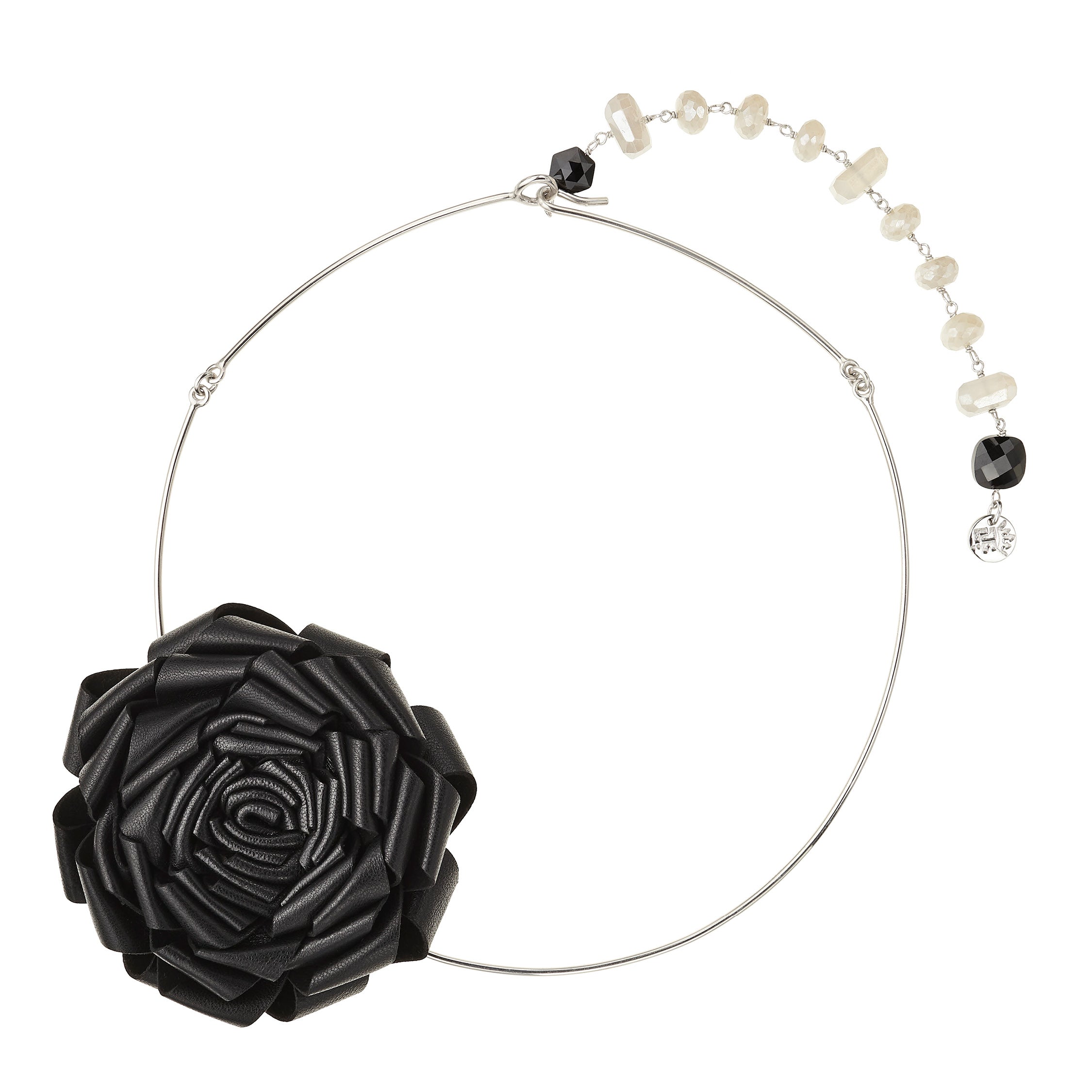 Roses Black Leather Collar