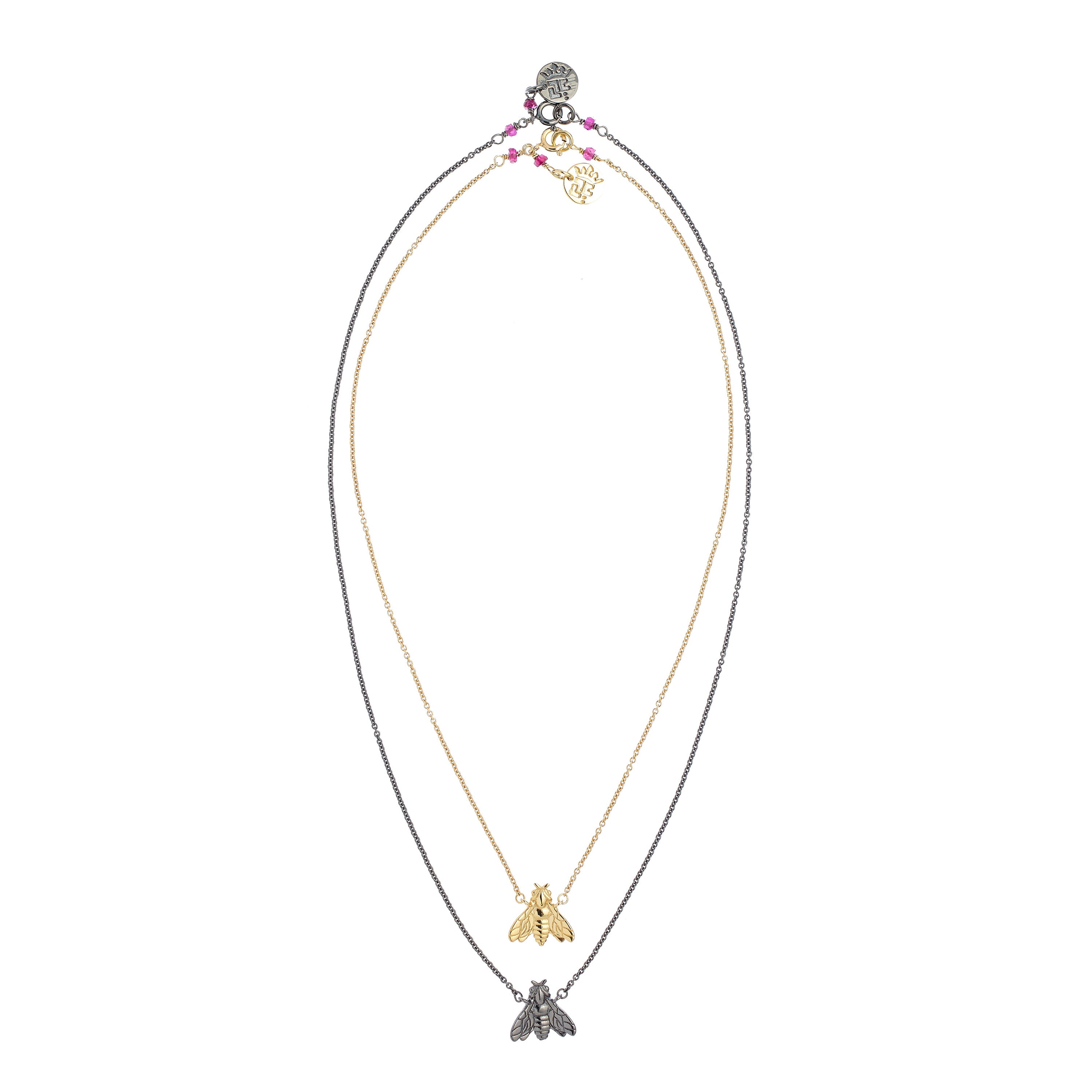 Bee Queen Long Necklace with Single Bee and Zircons